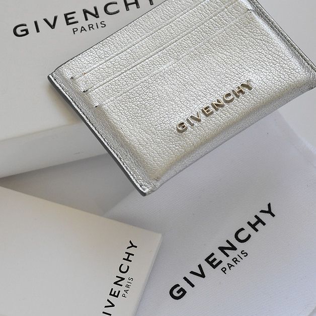 image of Givenchy Pandora Metallic Leather Card Case, Women's