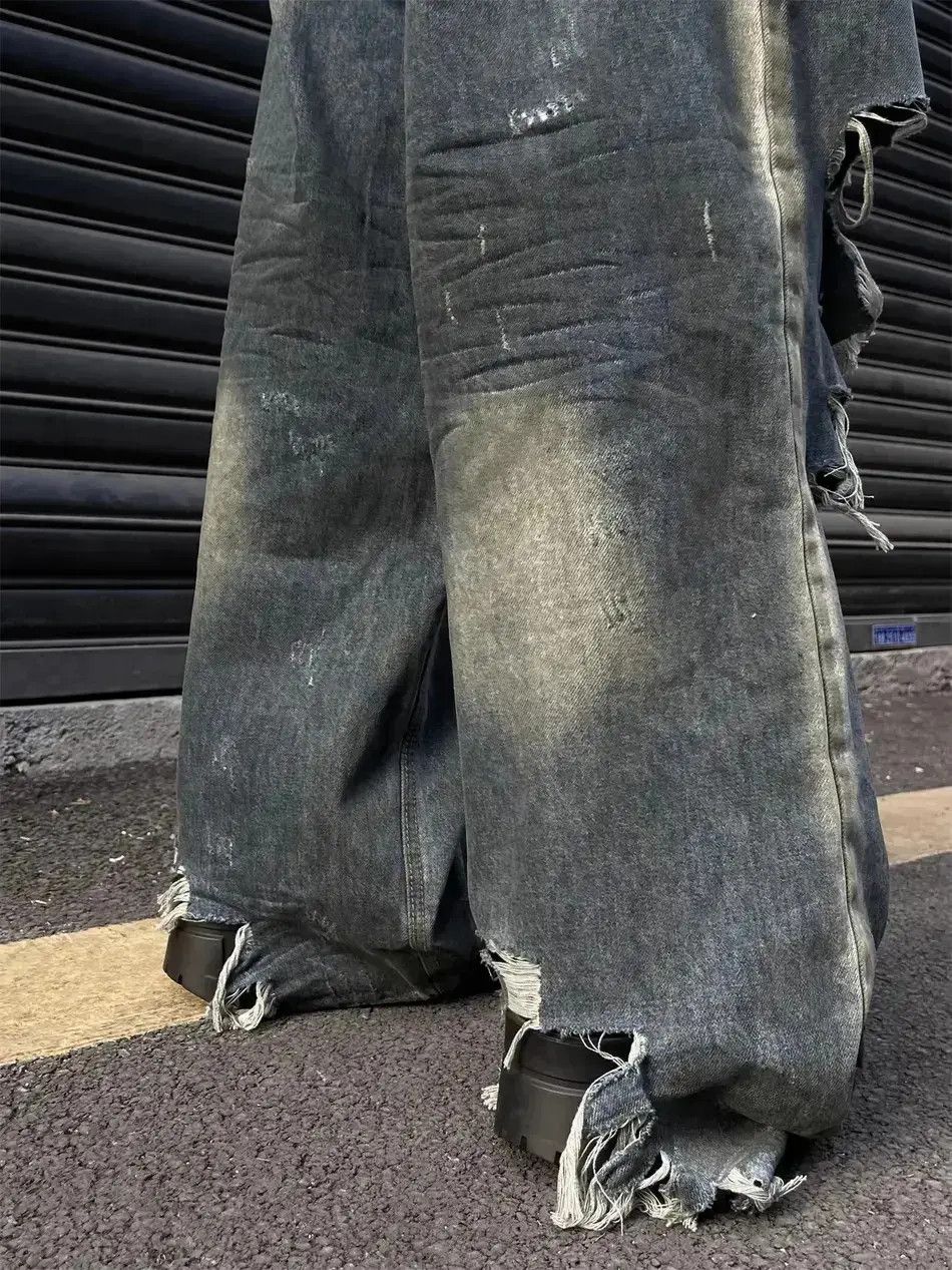 Japanese Brand Hip hop ripped wide leg jeans Size US 30 / EU 46 - 4 Thumbnail