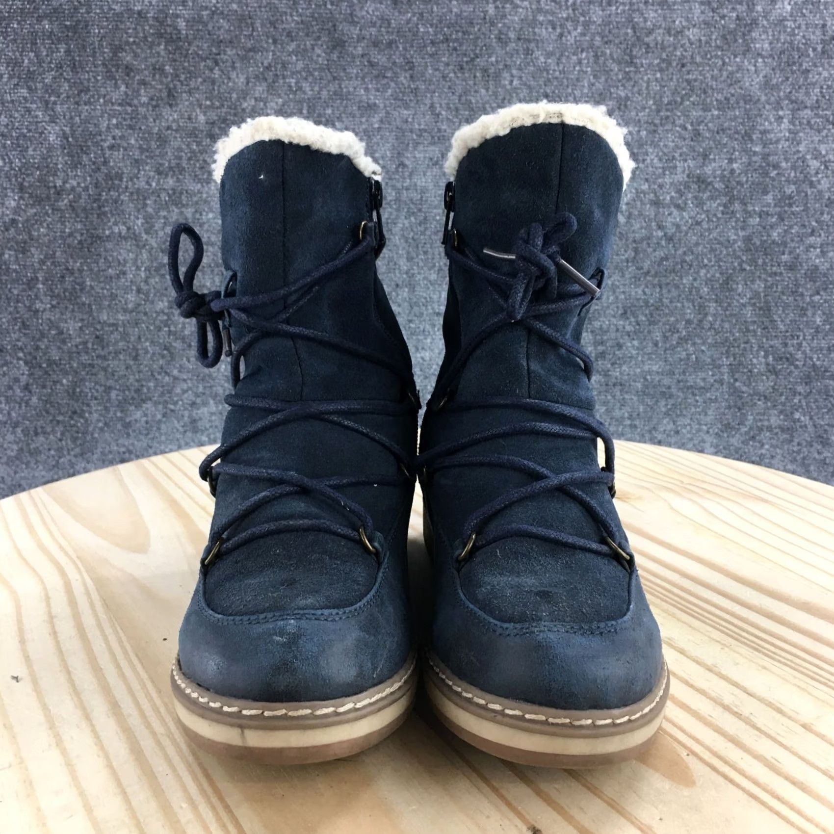 Vintage White Mountain Boots Womens 6.5 M Blue Topaz Leather Snow Boot Zip Fur Faux Leather Winter Snow Boot Women Size US 7 / IT 37 - 4 Thumbnail
