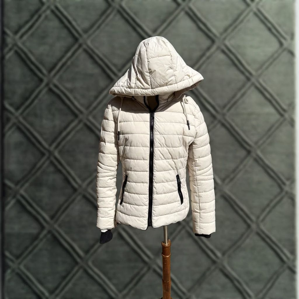 Vintage GREENLANDER Jacket Womens Puffer Ivory Zip Hooded Quilted L Size L / US 10 / IT 46 - 1 Thumbnail