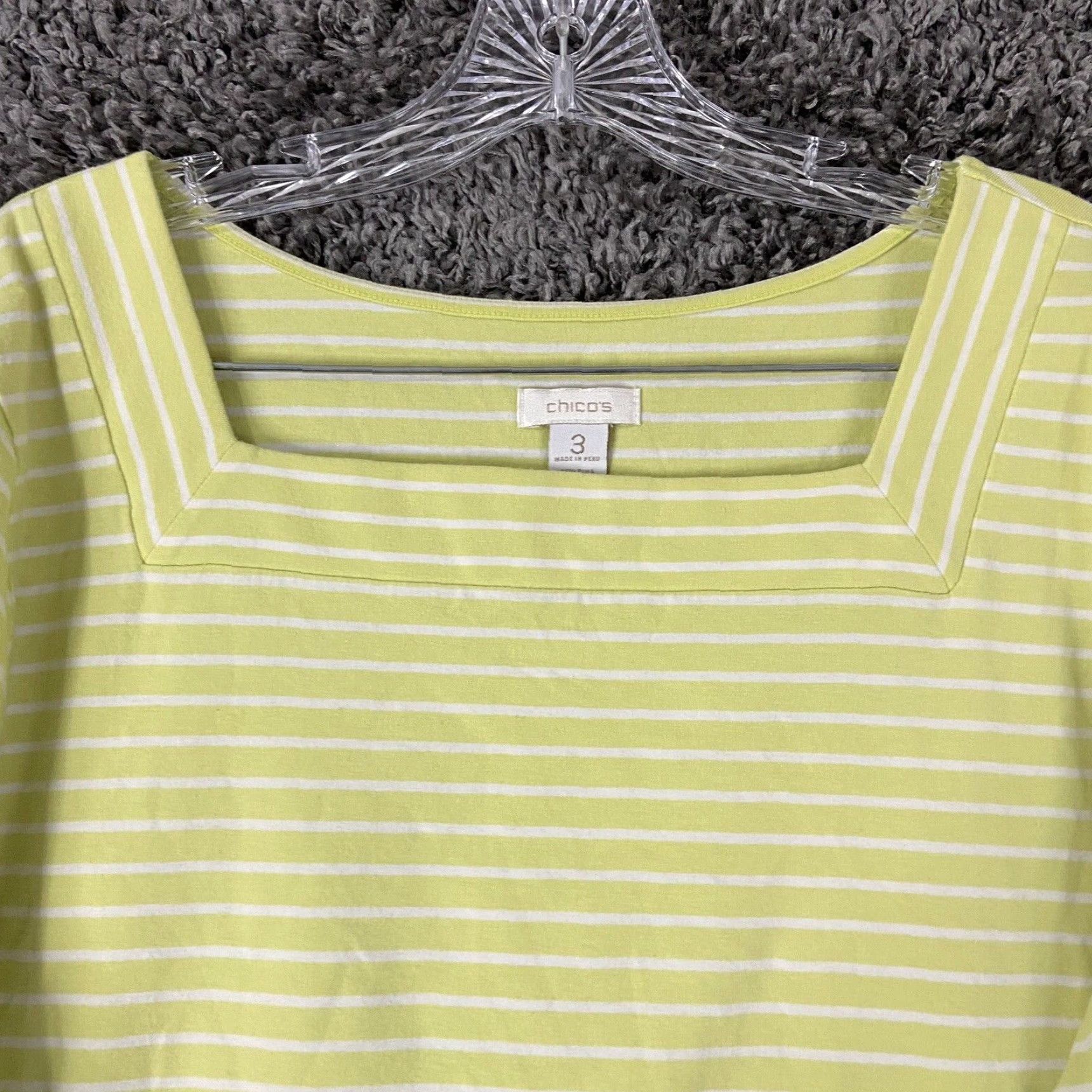 Vintage VINTAGE Chico's Blouse Plus Size 3 Green White Striped 3/4 Sleeve Womens Size XS / US 0-2 / IT 36-38 - 4 Thumbnail