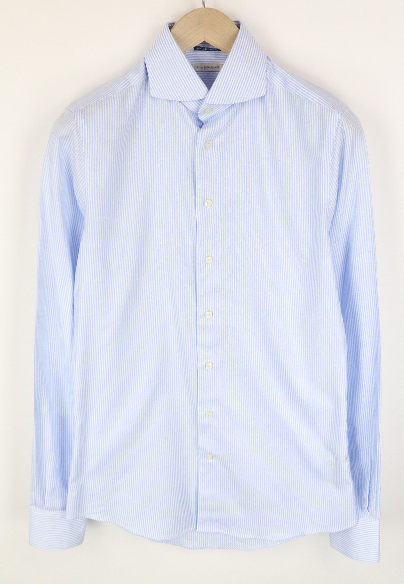Suitsupply 38L/15L Extra Slim Blue Cotton Striped 72684 Size 38L - 1 Thumbnail