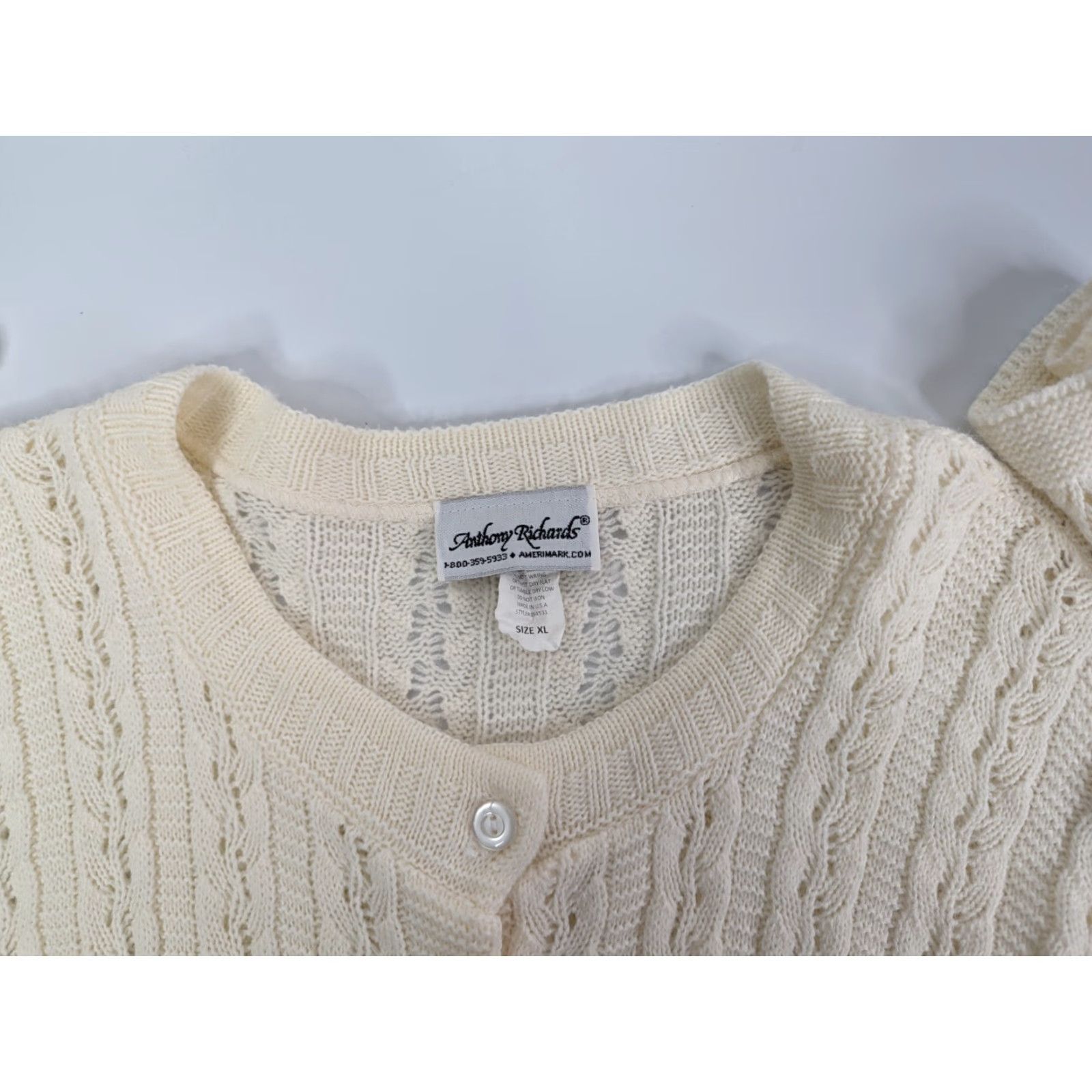 Vintage VINTAGE Anthony Richards Cardigan Sweater Women XL Ivory Knit House Made in USA Size XL / US 12-14 / IT 48-50 - 7 Thumbnail