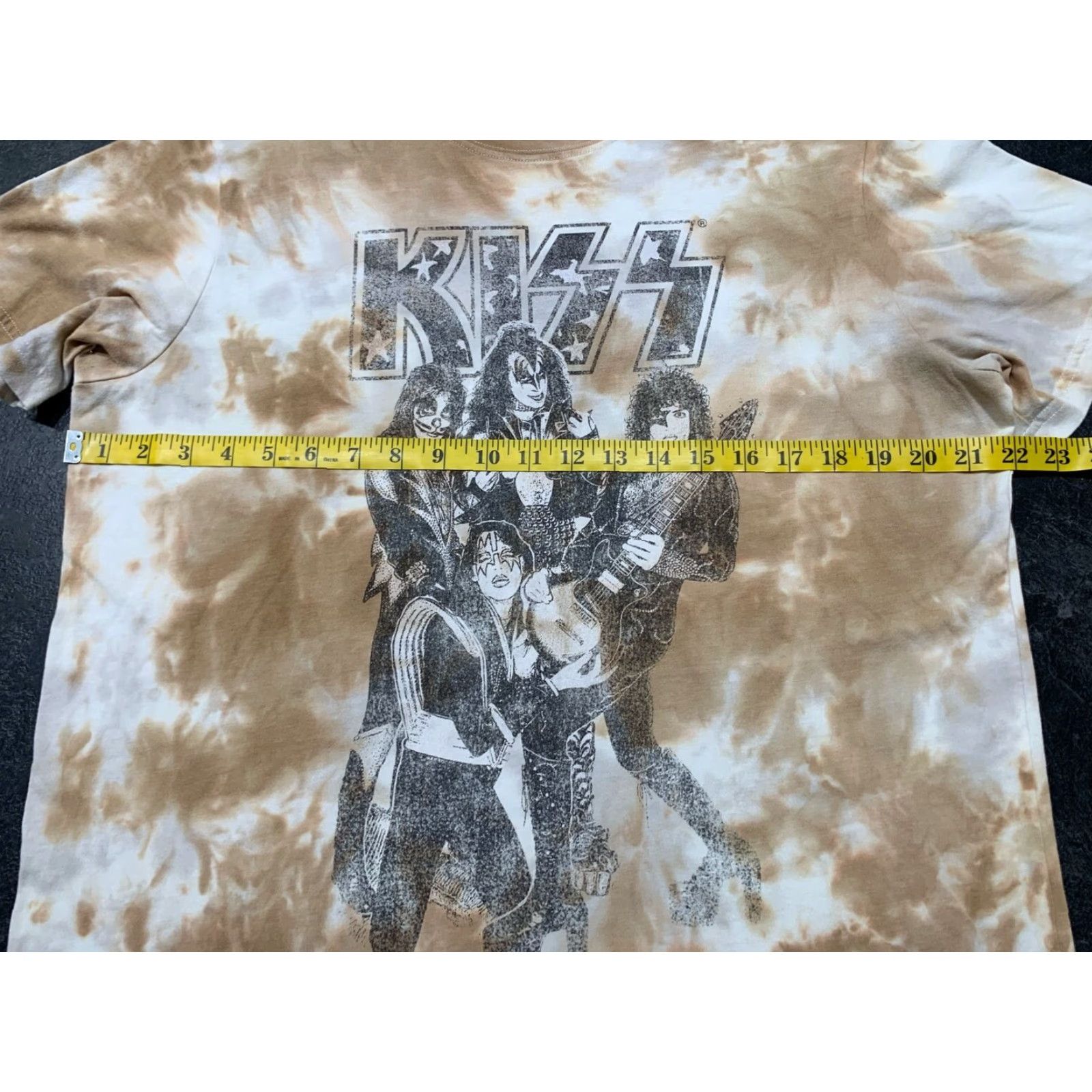 Vintage KISS T-Shirt Tie Dye Brown White Men Large Crew Neck Short Sleeve Band Rock Music Official Merchandise Size US L / EU 52-54 / 3 - 6 Thumbnail