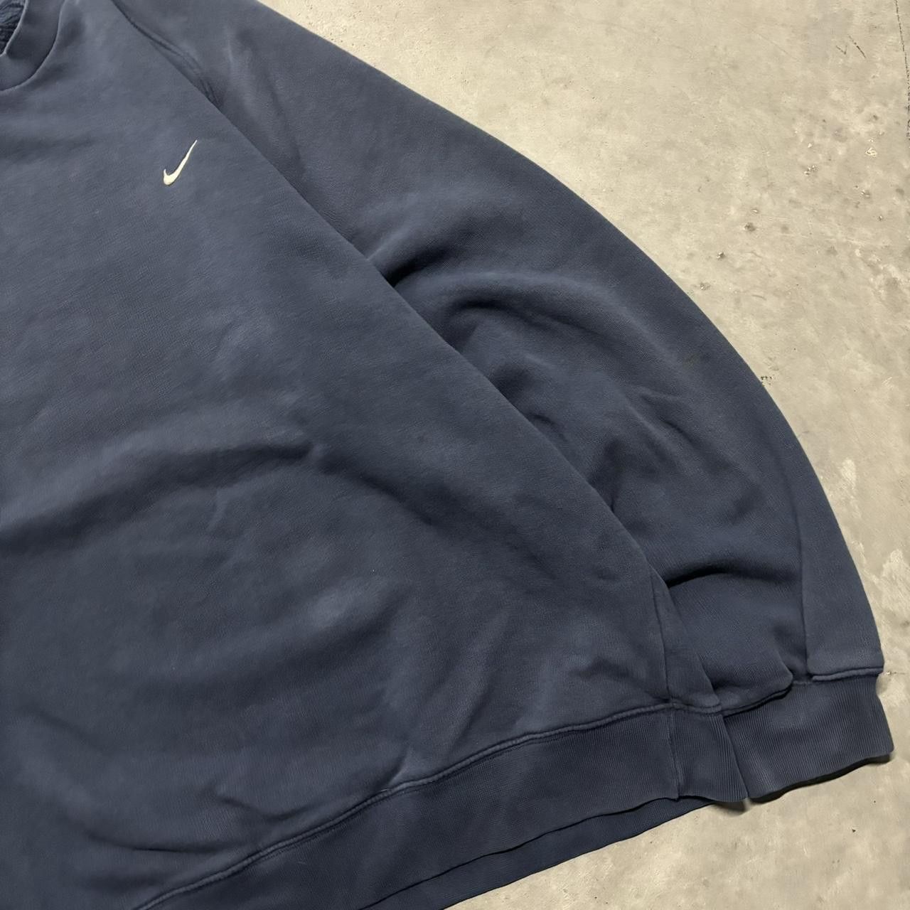 Nike × Vintage Crazy Vintage Y2K/2000s Navy Blue Nike Swoosh Essential Crewneck! Size US XL / EU 56 / 4 - 4 Thumbnail
