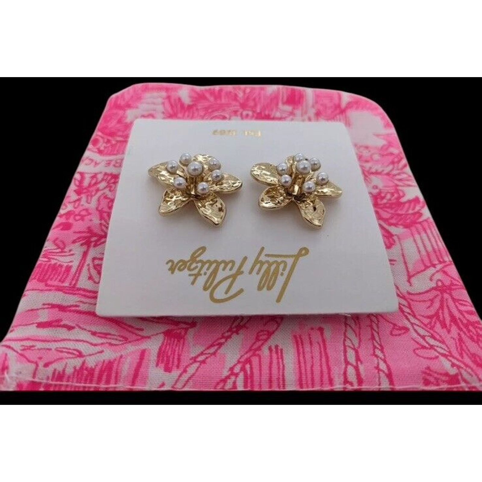 Lilly Pulitzer NWT! Lilly Pulitzer Grove Garden Earrings In Gold Metallic Size ONE SIZE - 8 Thumbnail
