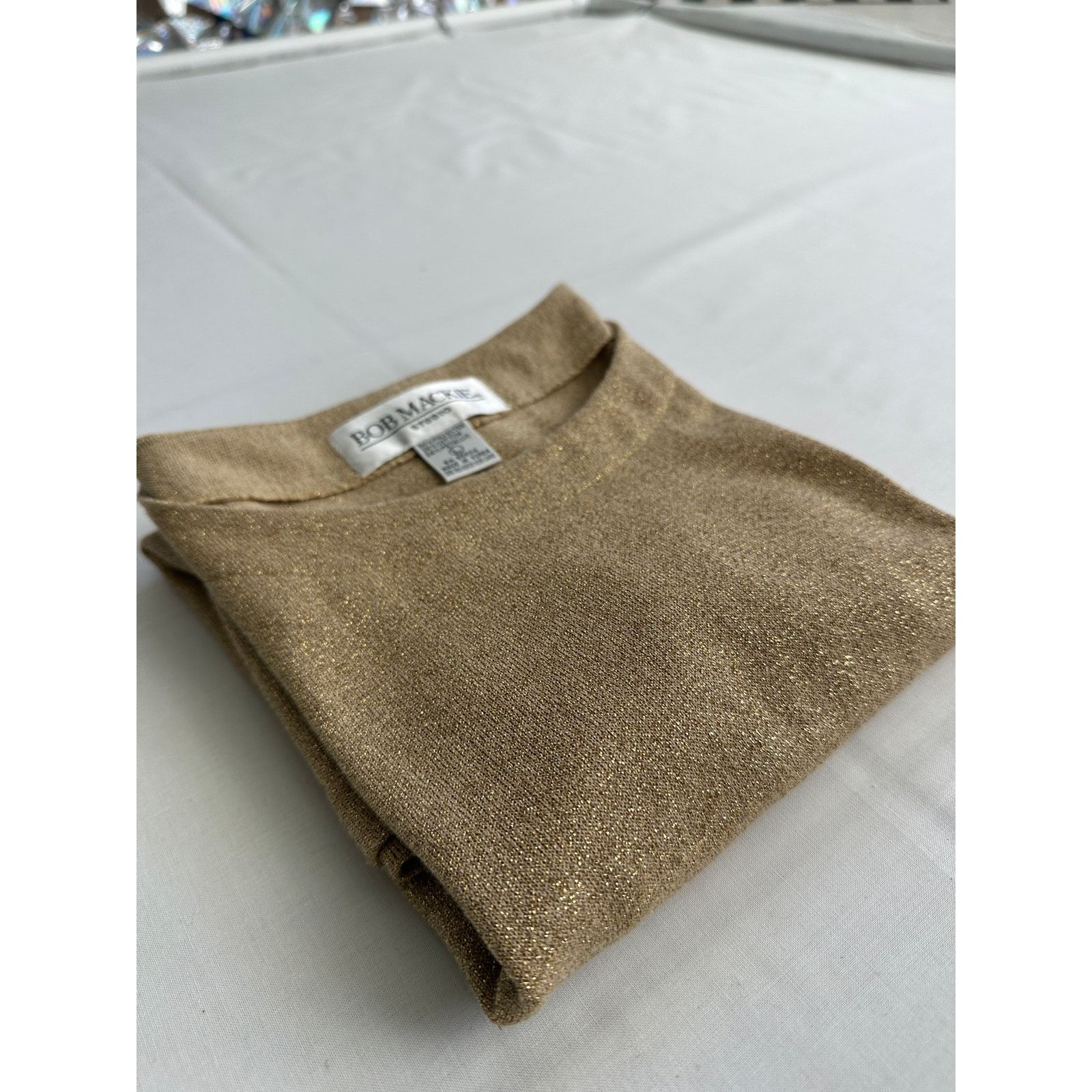 Bob Mackie Vintage Bob Mackie Gold Metallic Knit Tank Top L Size US L / EU 52-54 / 3 - 2 Thumbnail