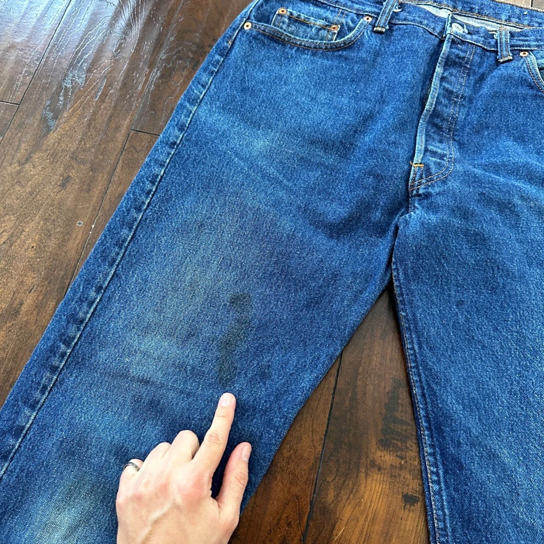 Levi's VINTAGE Levi's 501 Jeans - Button Fly - 38x36 - Light Blue Denim - Men’s Straight Fit, 80s/90s Era, USA Tag, Regular Rise, Cotton Denim, 501 Series Size US 38 / EU 54 - 4 Thumbnail