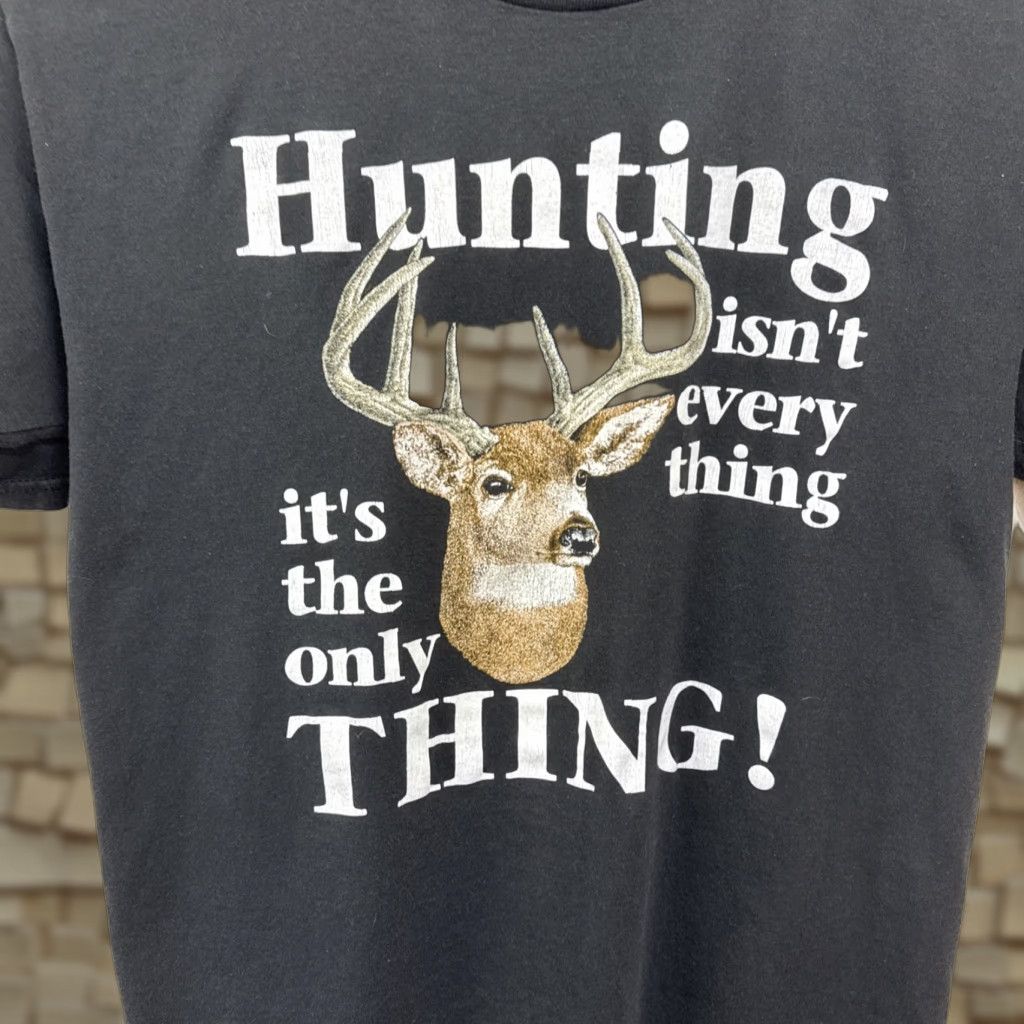 Jerzees VINTAGE Jerzees Deer Hunting Isn’t Everything It’s The Only Thing T Shirt XL Black Crew Neck Short Sleeve Men’s 90s Outdoor Humor Size US XL / EU 56 / 4 - 1 Thumbnail
