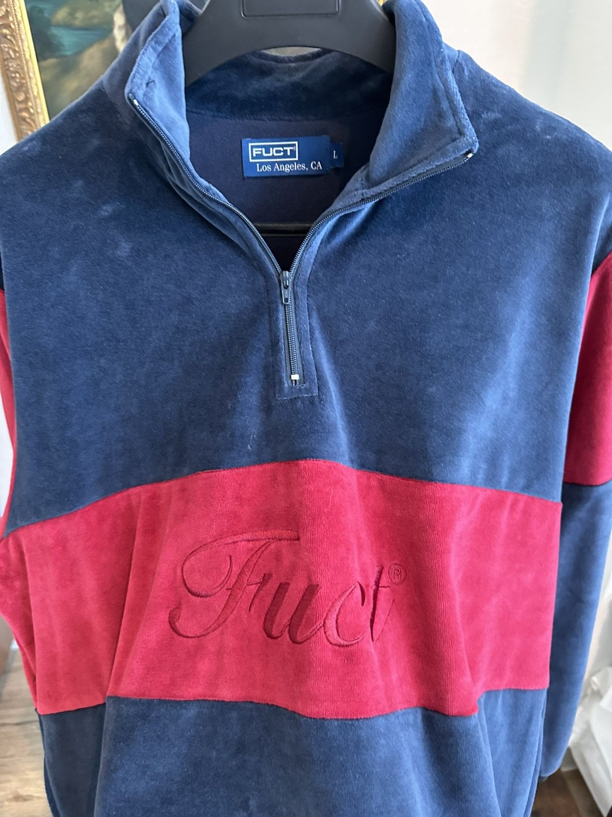 FUCT FUCT VELOUR QUARTER ZIP SWEATER NAVY Size US L / EU 52-54 / 3 - 3 Thumbnail