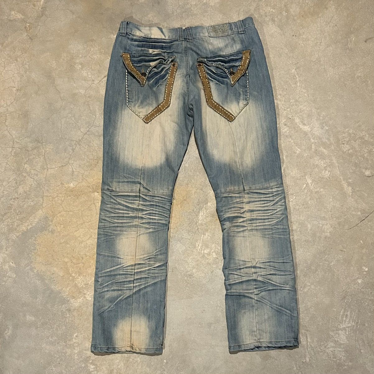Japanese Brand × Vintage Crazy Vintage Y2K Faded Flap Pocket Baggy Jeans Cyber Skater Size US 34 / EU 50 - 1 Thumbnail