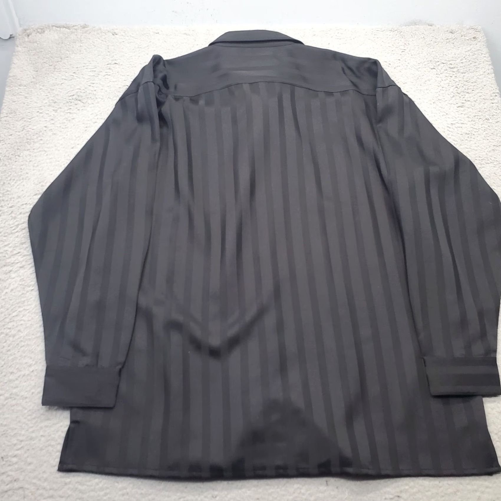 Vintage Montique Stripes Formal Shirt Mens XXL Black Collared Inside Button Up Size 48R - 2 Thumbnail