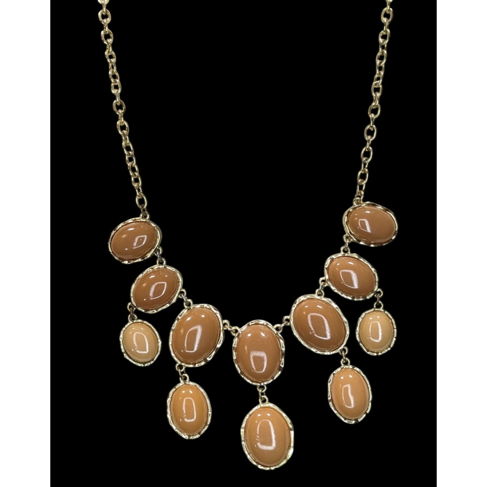 Other Y2K Gold-Tone Statement Necklace With Brown Resin Ovals Size ONE SIZE - 3 Thumbnail