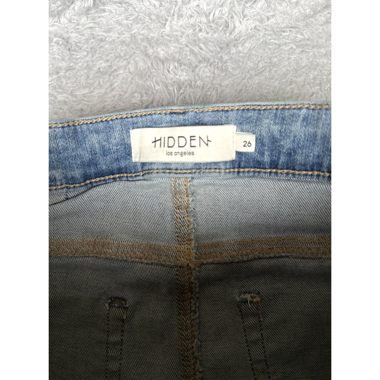 Vintage Hidden Jeans Womens 26 Blue Light Wash High Rise Flared 5-Pocket Distressed Stretch Denim 28in Inseam 90s Grunge City Vintage No Size 26" / US 2 / IT 38 - 6 Thumbnail