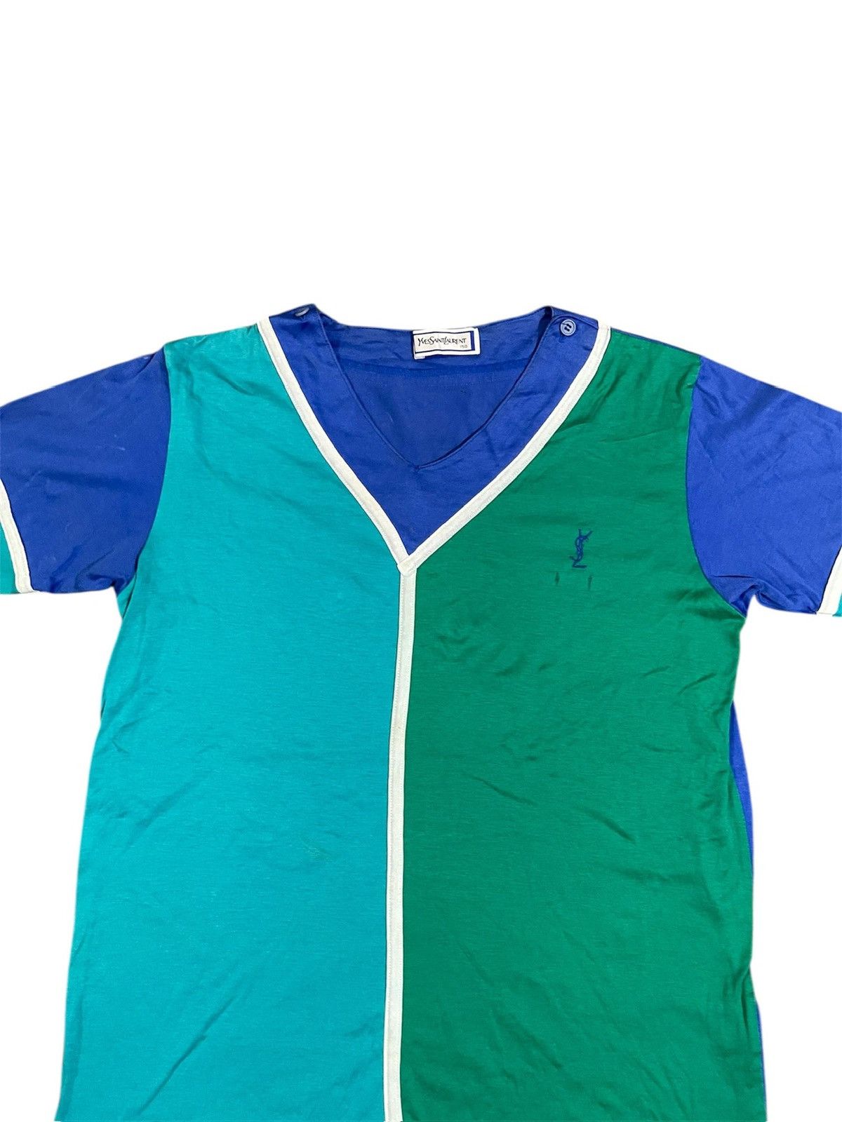 Yves Saint Laurent Vintage Yves Saint Laurent V Neck YSL T Shirt Size M / US 6-8 / IT 42-44 - 3 Thumbnail