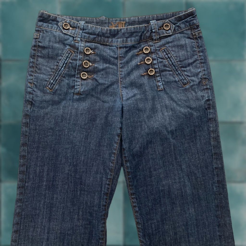 Vintage KUT from the Kloth Flared Trouser Pants Women's 28 Dark Blue Chambray Denim Size 28" / US 6 / IT 42 - 1 Thumbnail