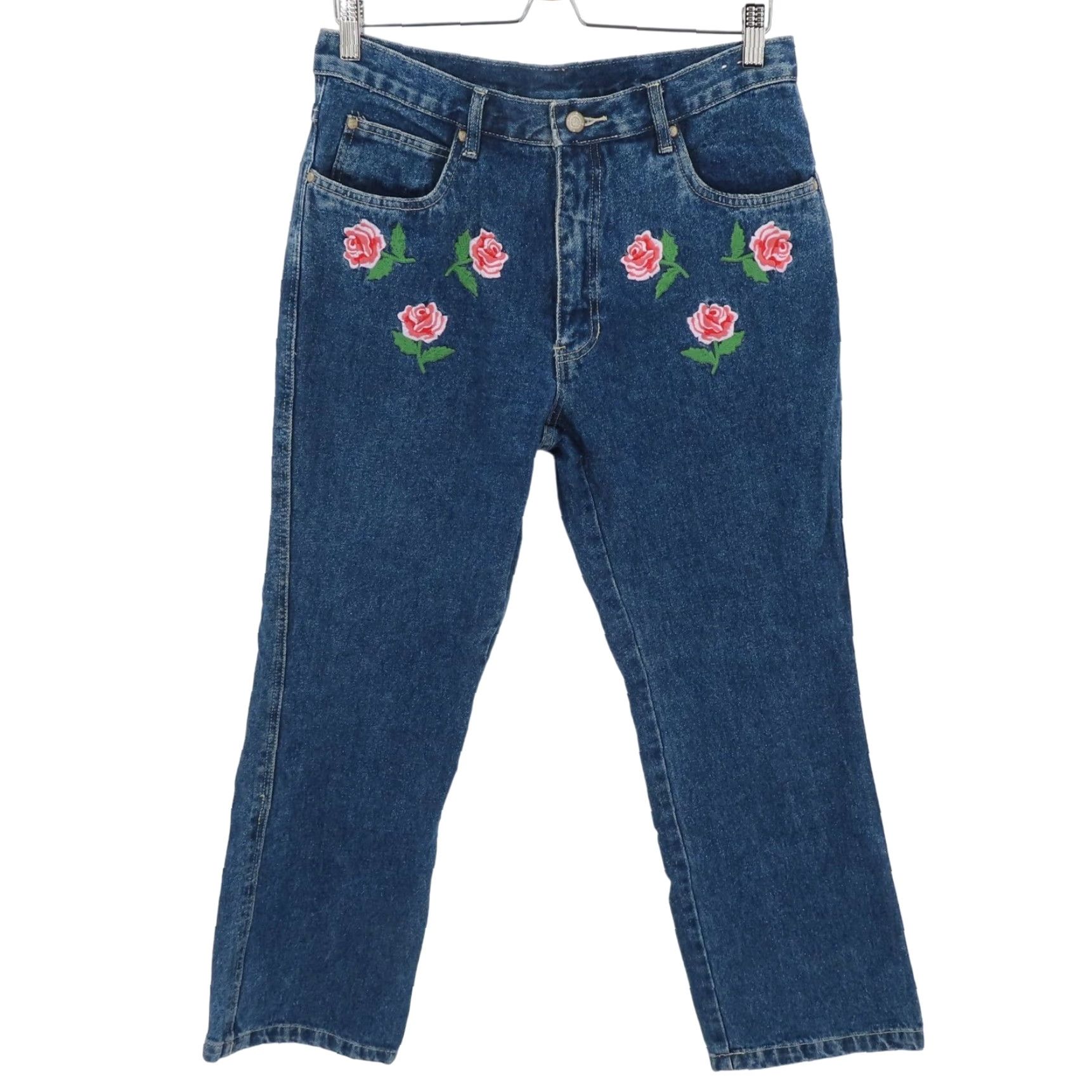 Bill Blass VTG Bill Blass Jeans Denim 5-Pocket Embroidered Floral Petite 12P Womens blue Flower Mom Denim Jeans Size 34" / US 12 / IT 48 - 2 Thumbnail