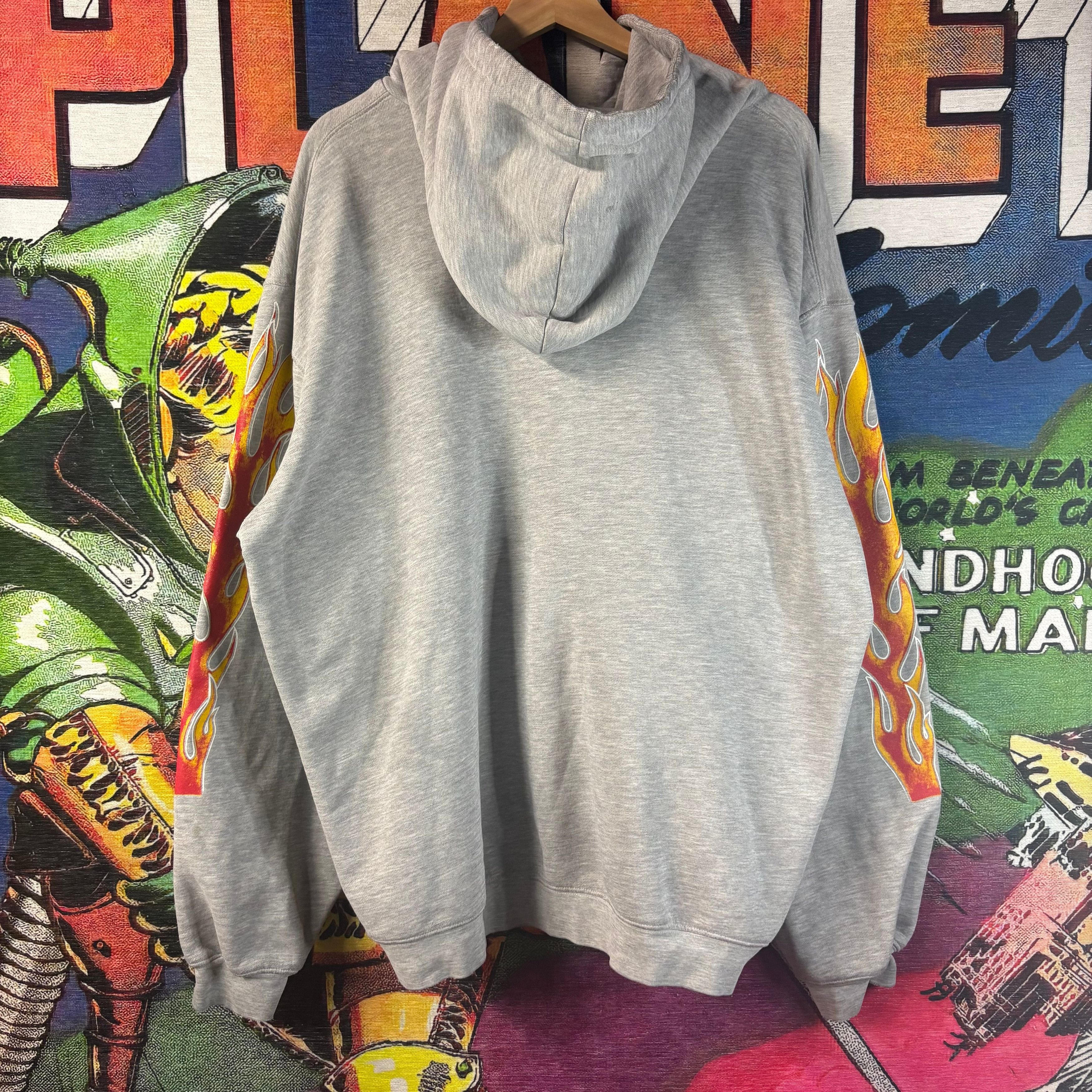 Vintage Vintage Gray Adidas Flames Hoodie Size XL Size US XL / EU 56 / 4 - 3 Thumbnail