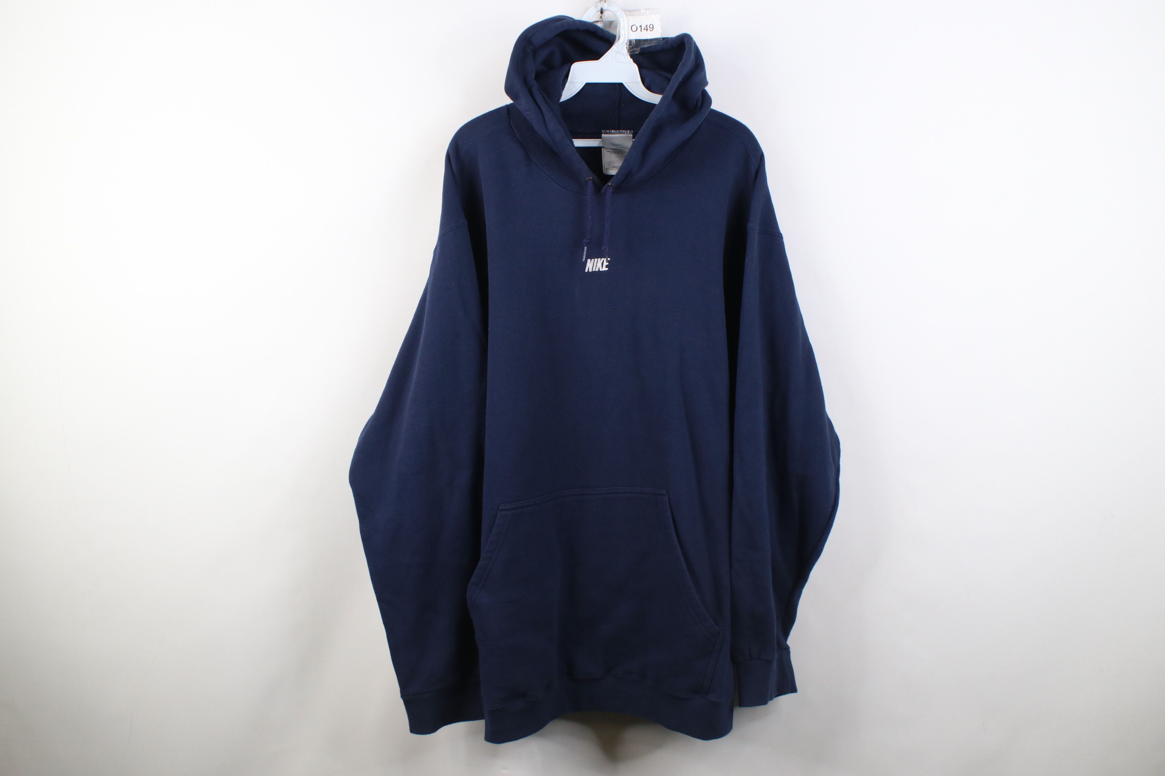 Nike Vintage 90s Y2K Nike Spell Heavyweight Hoodie Navy Blue USA Size US L / EU 52-54 / 3 - 1 Thumbnail