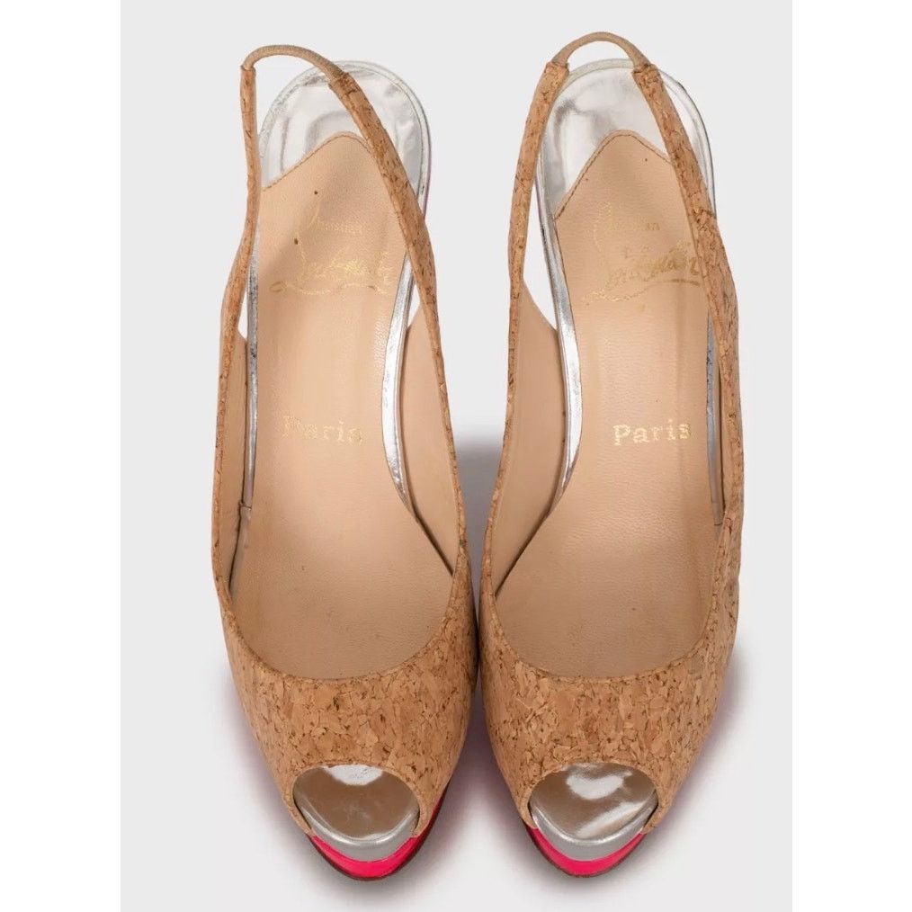 Christian Louboutin Christian Louboutin Catenita Cork Heels Brown Size 38.5 Size US 7.5 / IT 37.5 - 2 Thumbnail