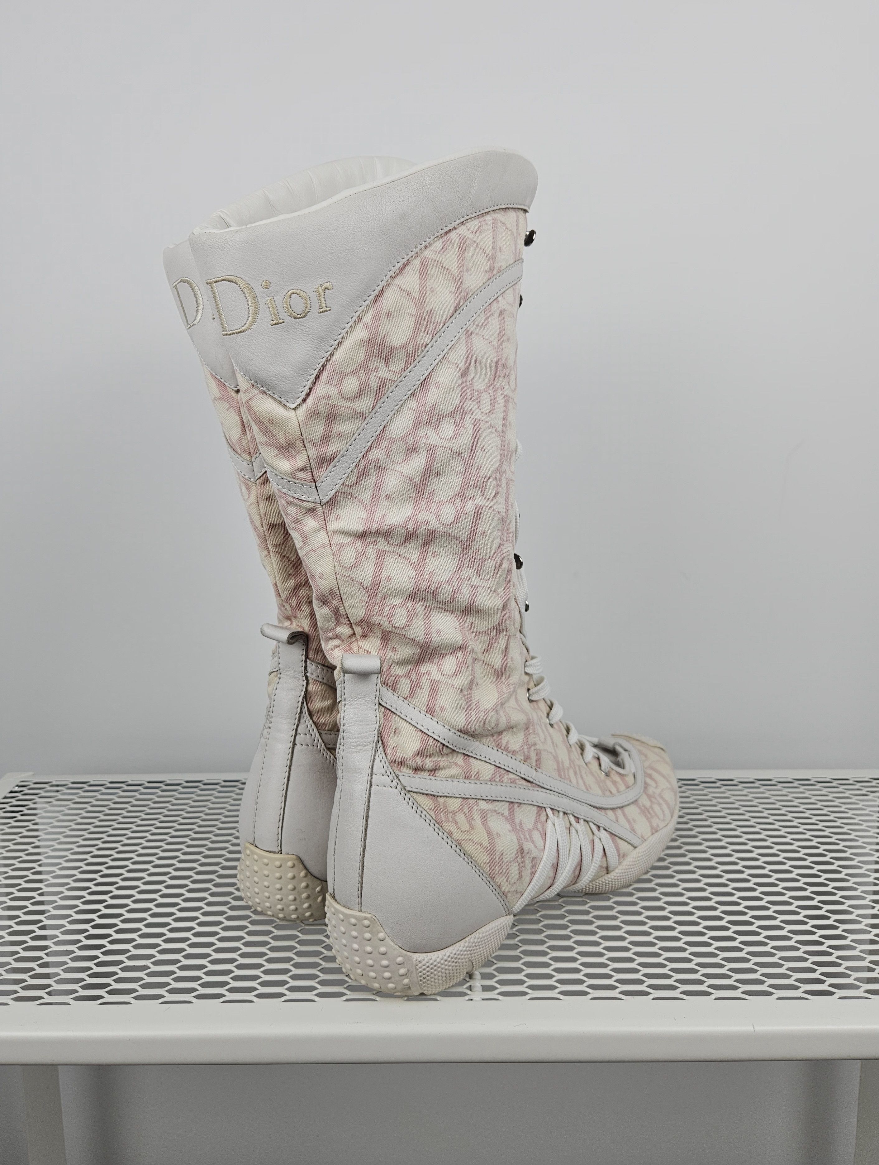 Dior Vintage y2k dior monogram knee height lace up boots Size US 7 / IT 37 - 6 Thumbnail