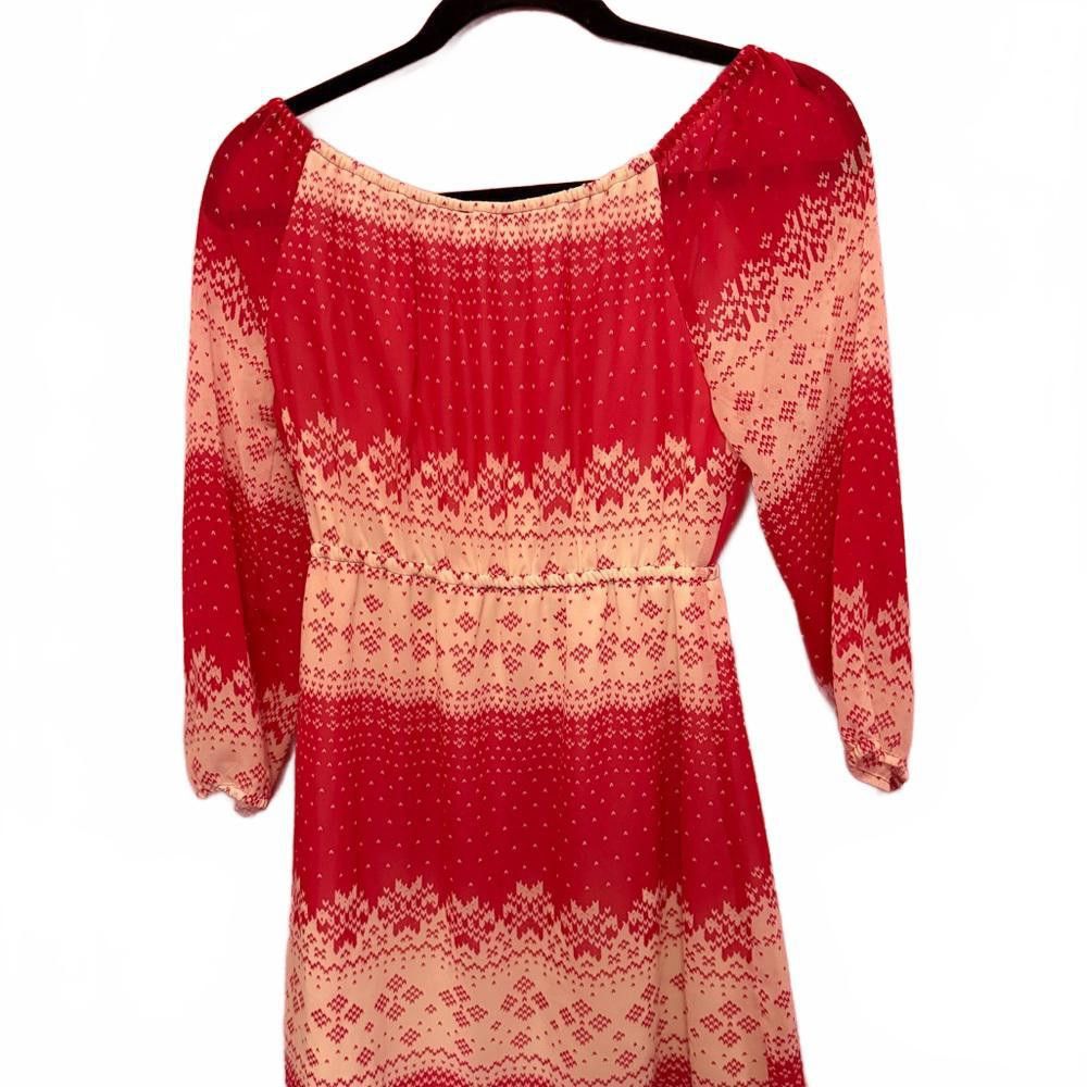 Designer Charming Red & Cream Printed Dress Size S / US 4 / IT 40 - 2 Thumbnail