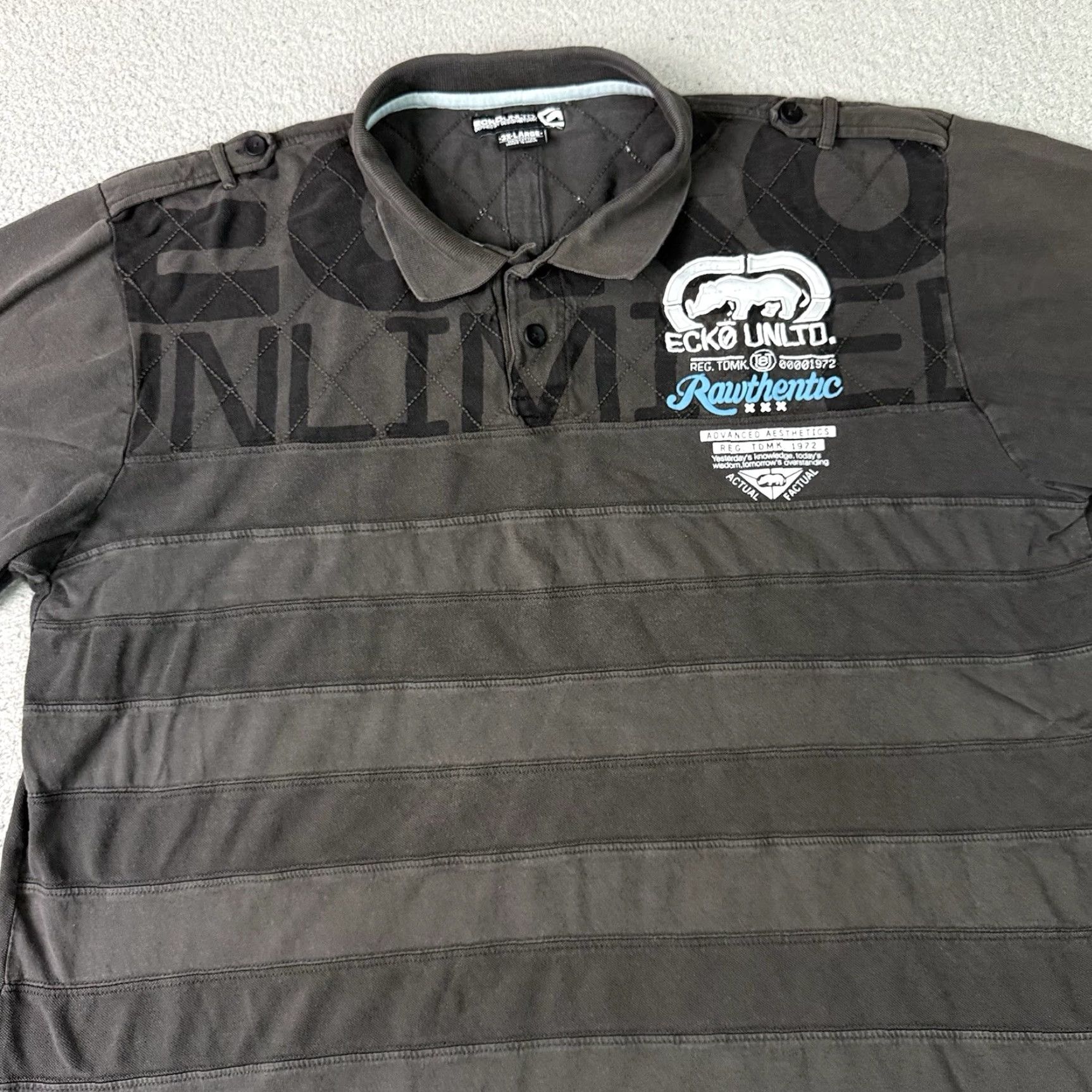 Ecko Unltd. VINTAGE Ecko Unltd Polo Shirt Mens 3XL Gray Embroidered Rugby Hip Hop Y2K Rawthentic Tee Shirt Size US XXL / EU 58 / 5 - 2 Thumbnail