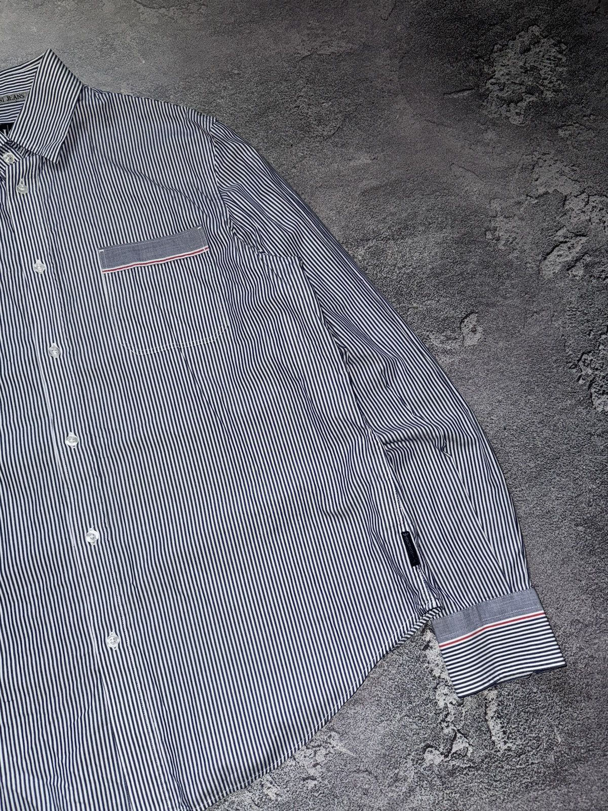 Armani × Vintage Armani Jeans XL striped shirt polo long sleeve button up Size US M / EU 48-50 / 2 - 7 Thumbnail