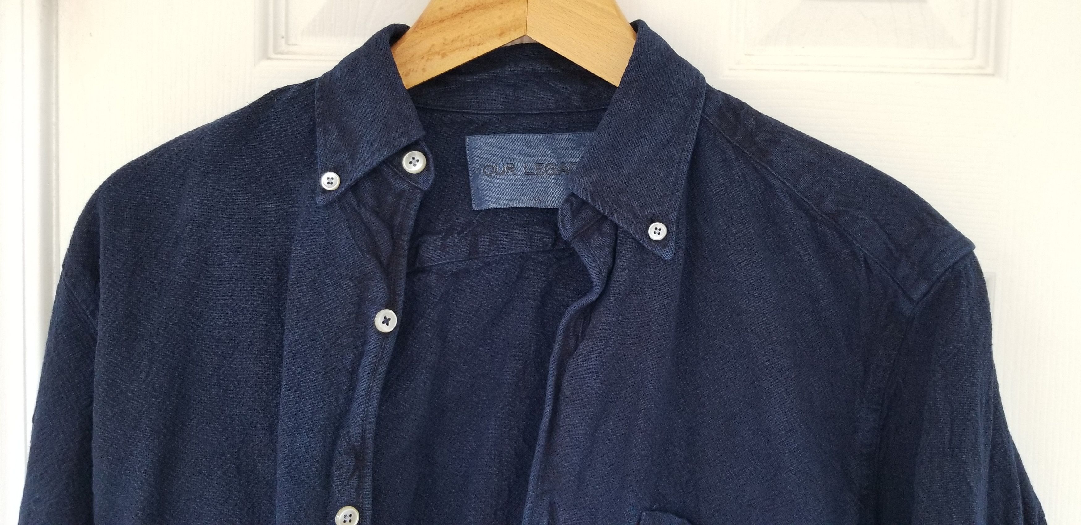Our Legacy Our Legacy Indigo Cotton-Linen Overdyed Shirt Navy Blue Size US XS / EU 42 / 0 - 4 Thumbnail