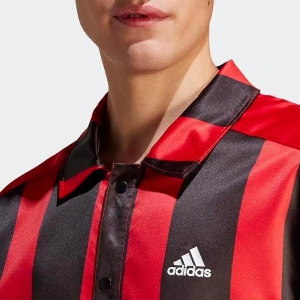 Designer Adidas Originals Satin Coaches Jacket RED & BLACK Size Large Size US L / EU 52-54 / 3 - 4 Thumbnail