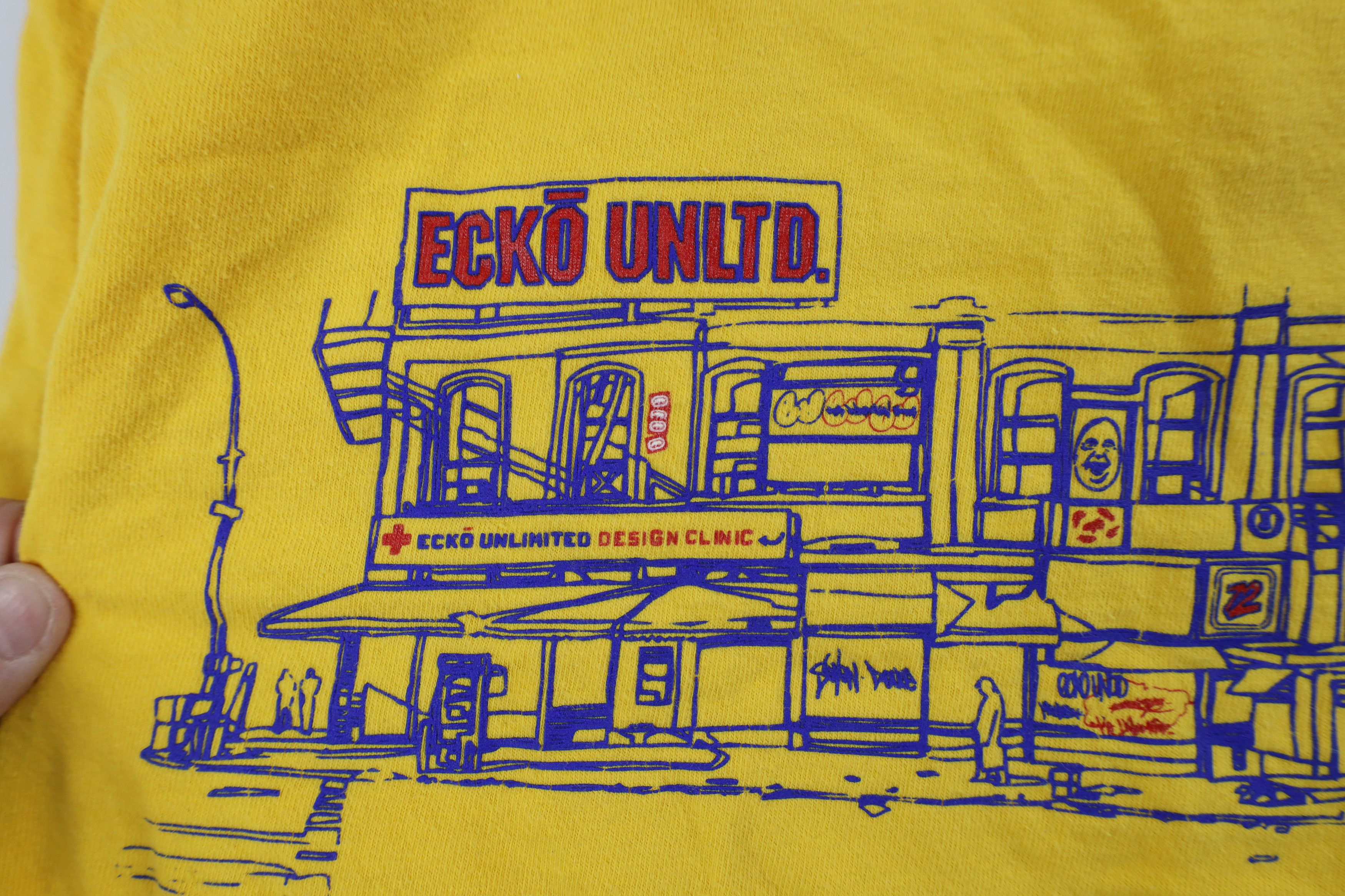 Ecko Unltd. × Vintage Vintage 90s Y2K Ecko Spell Out Baggy Fit T-Shirt Yellow Size US L / EU 52-54 / 3 - 5 Thumbnail