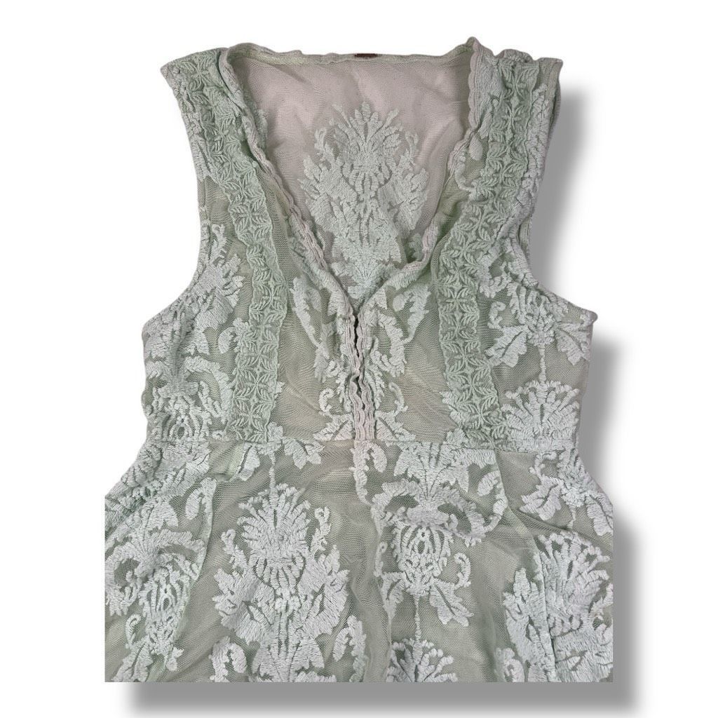Free People Reign Over Me Sea Green Lace Mini Dress Size Sma