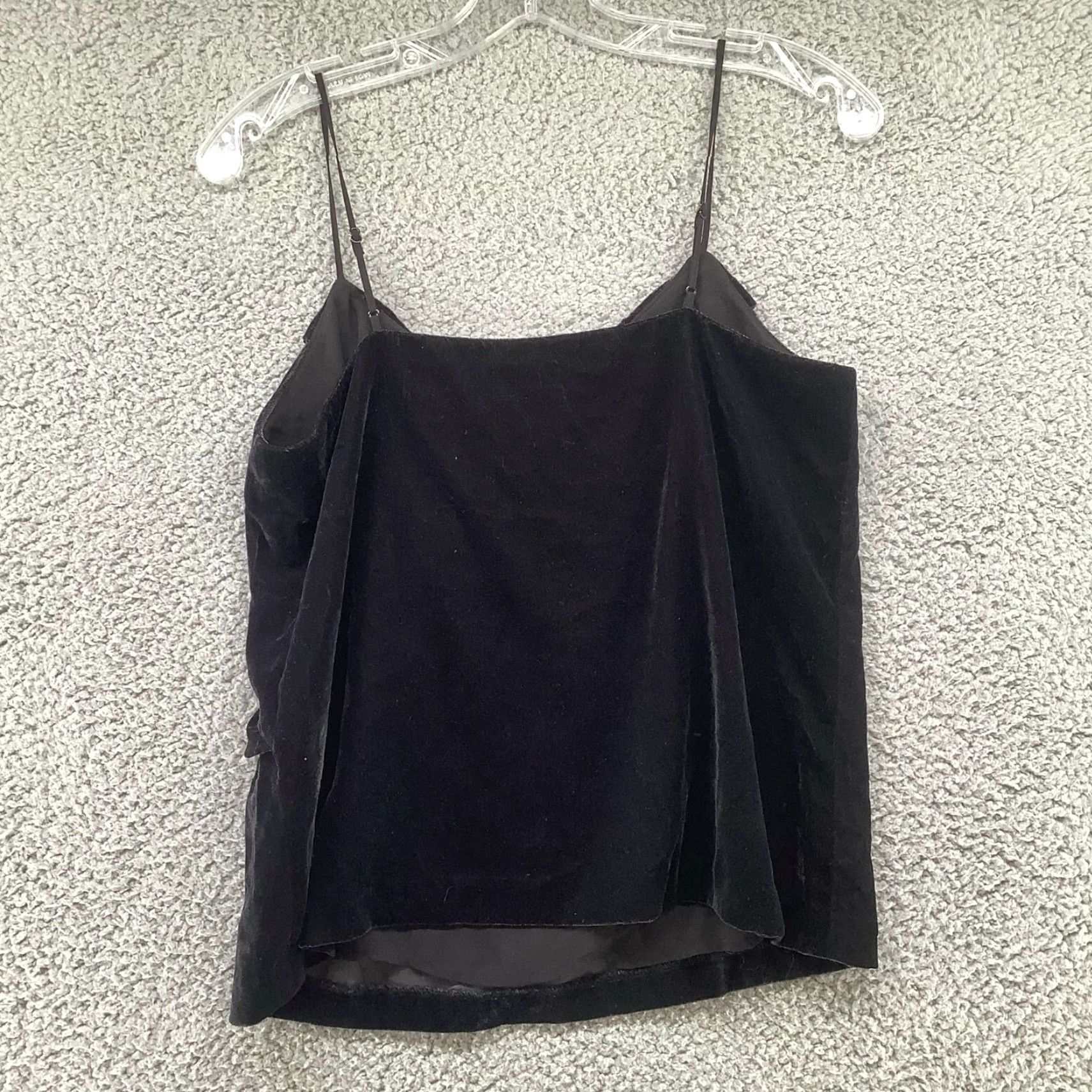 J.Crew J. Crew Velvet Cami Top Womens 4P Black Ruffle V-Neck Adjustable Strap Camisole Tank Shirt Velvet Cami Womens 4P Black Size S / US 4 / IT 40 - 2 Thumbnail