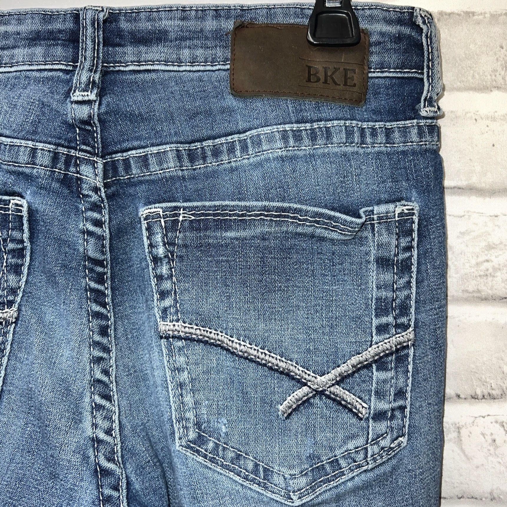 BKE BKE Alec Distressed Jeans Mens Size 31 Inseam 34 Straight Leg Blue Size US 31 - 3 Thumbnail