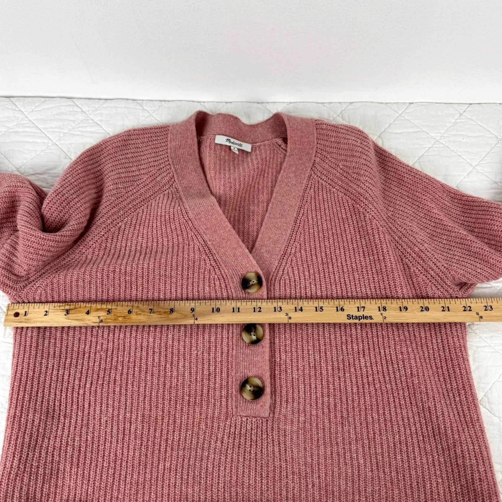 Madewell Madewell Lyle Rib Henley Sweater Pink Merino Wool Womens Medium Size M / US 6-8 / IT 42-44 - 6 Thumbnail