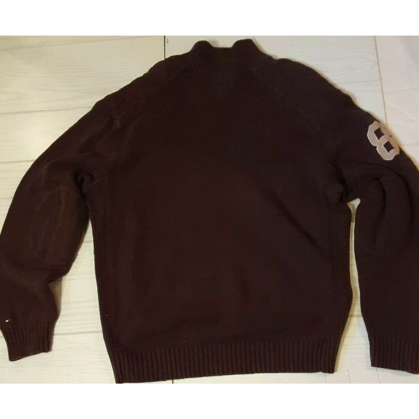 Tommy Hilfiger VINTAGE Tommy Hilfiger Sweater 1/4 Zip Crew Neck Men 8XL Brown Cotton Crest Pullover II 26in Long Mens Size US XXL / EU 58 / 5 - 5 Thumbnail