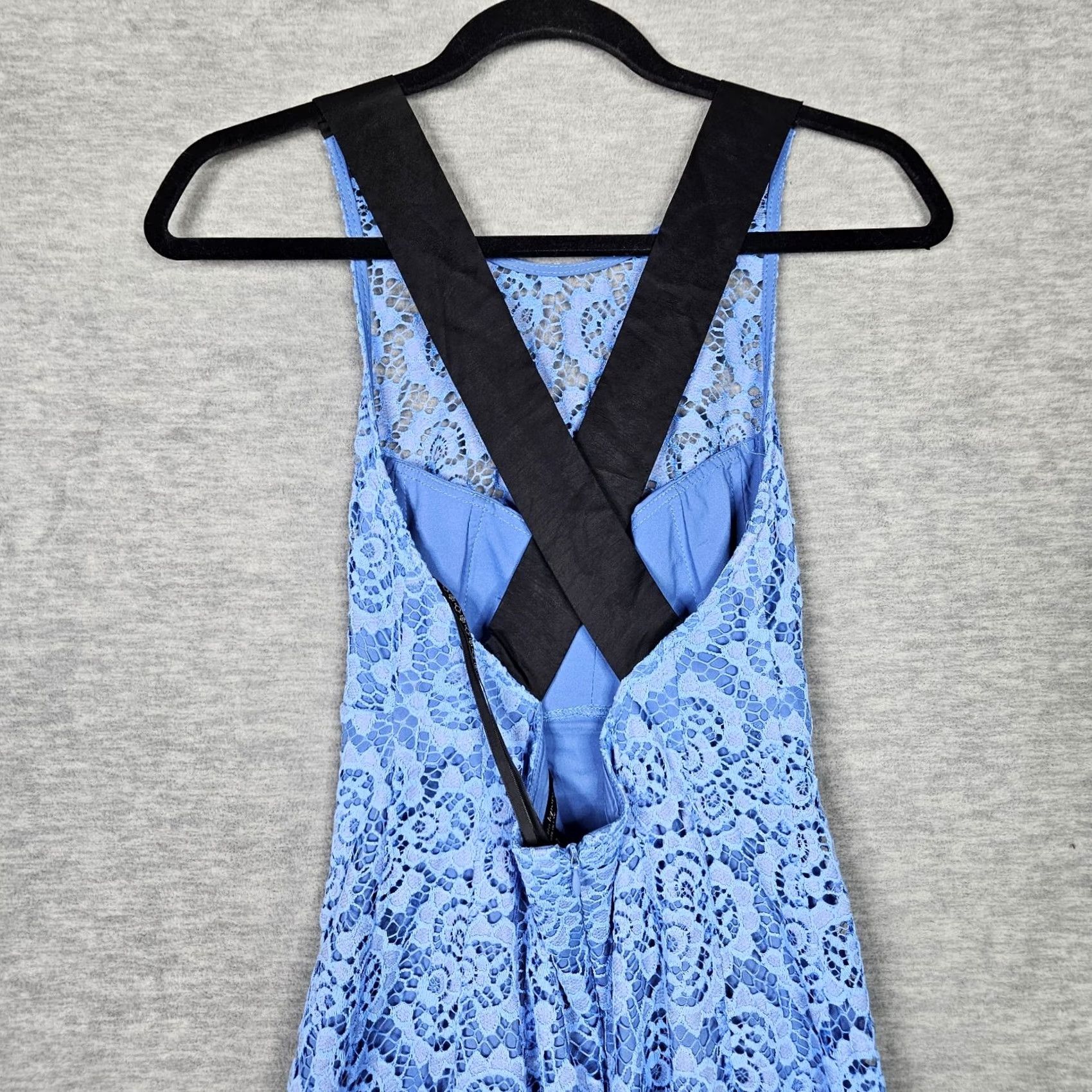 Nanette Lepore Nanette Lepore Blue Lace Sheath Tie Neck Women's Dress Size 2 Size XS / US 0-2 / IT 36-38 - 3 Thumbnail