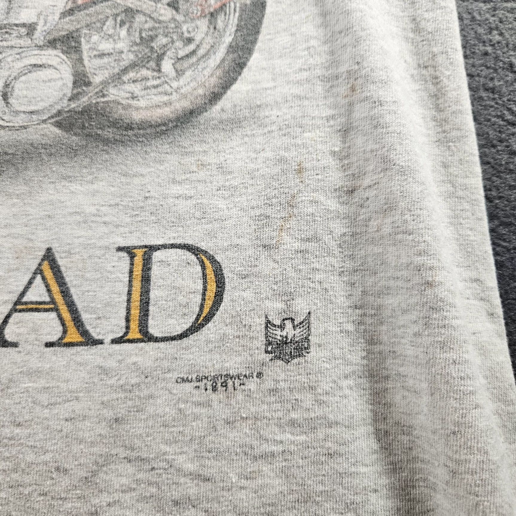 Vintage VINTAGE Panhead Shirt Mens M Gray CMJ Sportswear 90s Motorcycle USA Flag Graphic Print Crew Neck Short Sleeve Cotton Size US M / EU 48-50 / 2 - 3 Thumbnail