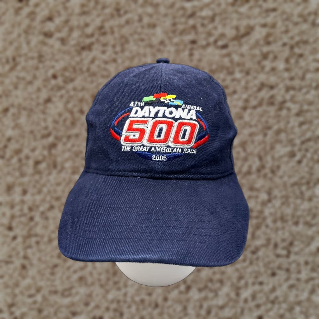 NASCAR VINTAGE Daytona 500 NASCAR Hat Cap Strap Back Adult OS Blue Cotton Logo 2005 Racing Men Women Size ONE SIZE - 1 Thumbnail