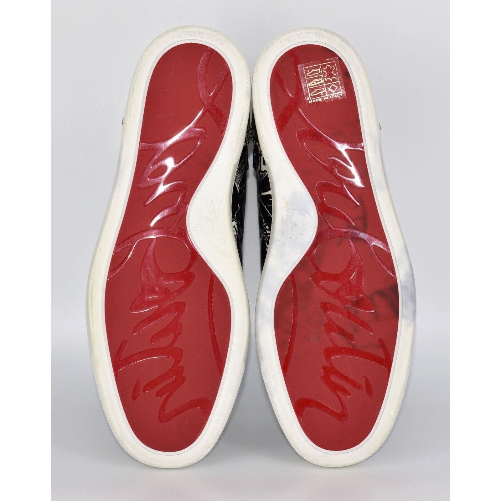 Christian Louboutin CHRISTIAN LOUBOUTIN Patent Blk/Wht Graffiti Sneaker Shoes 40 Size US 7 / EU 40 - 8 Thumbnail