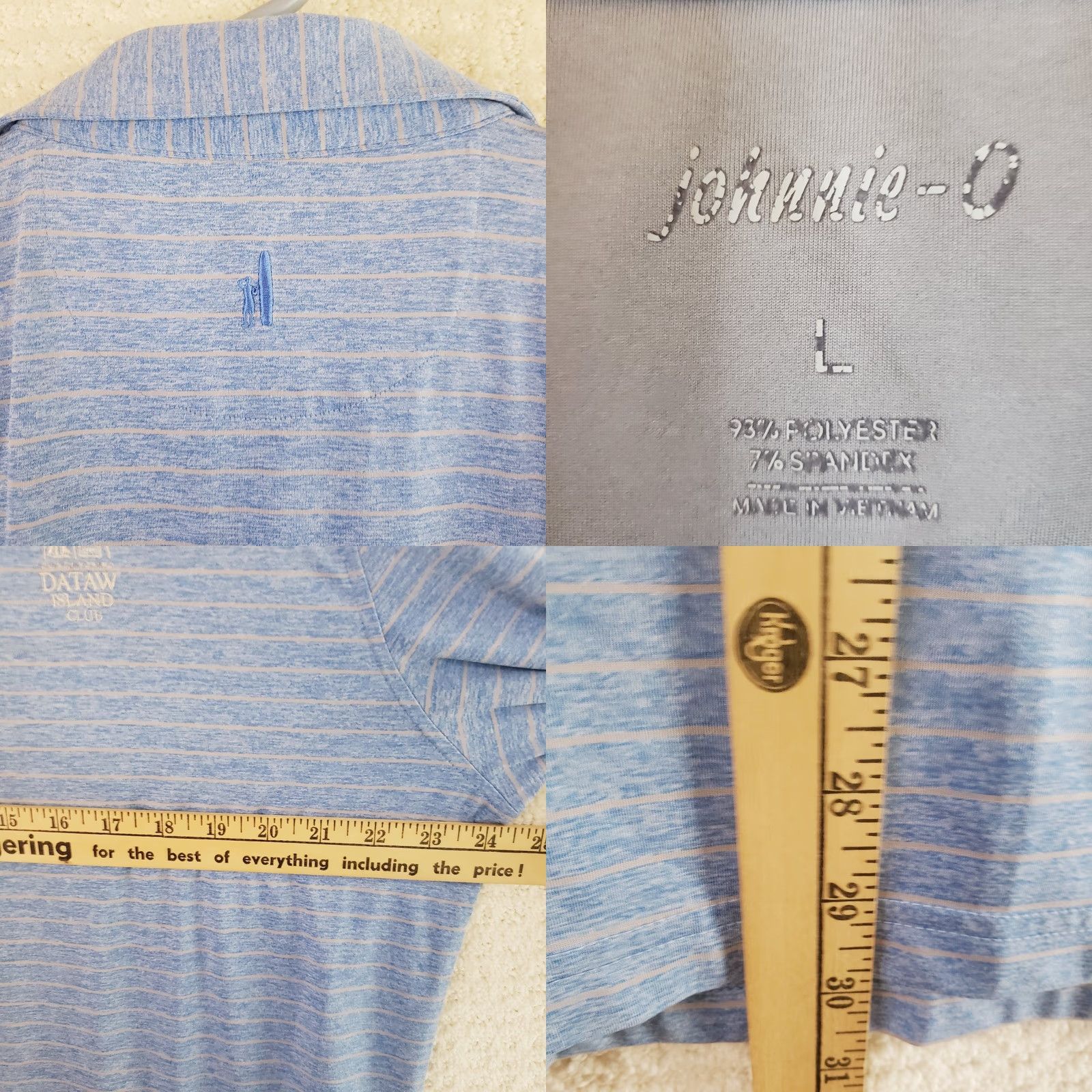 johnnie-O VINTAGE Johnnie-O Polo Shirt Men L Short Sleeve Blue Stripe with Pocket Logo Size US L / EU 52-54 / 3 - 9 Thumbnail