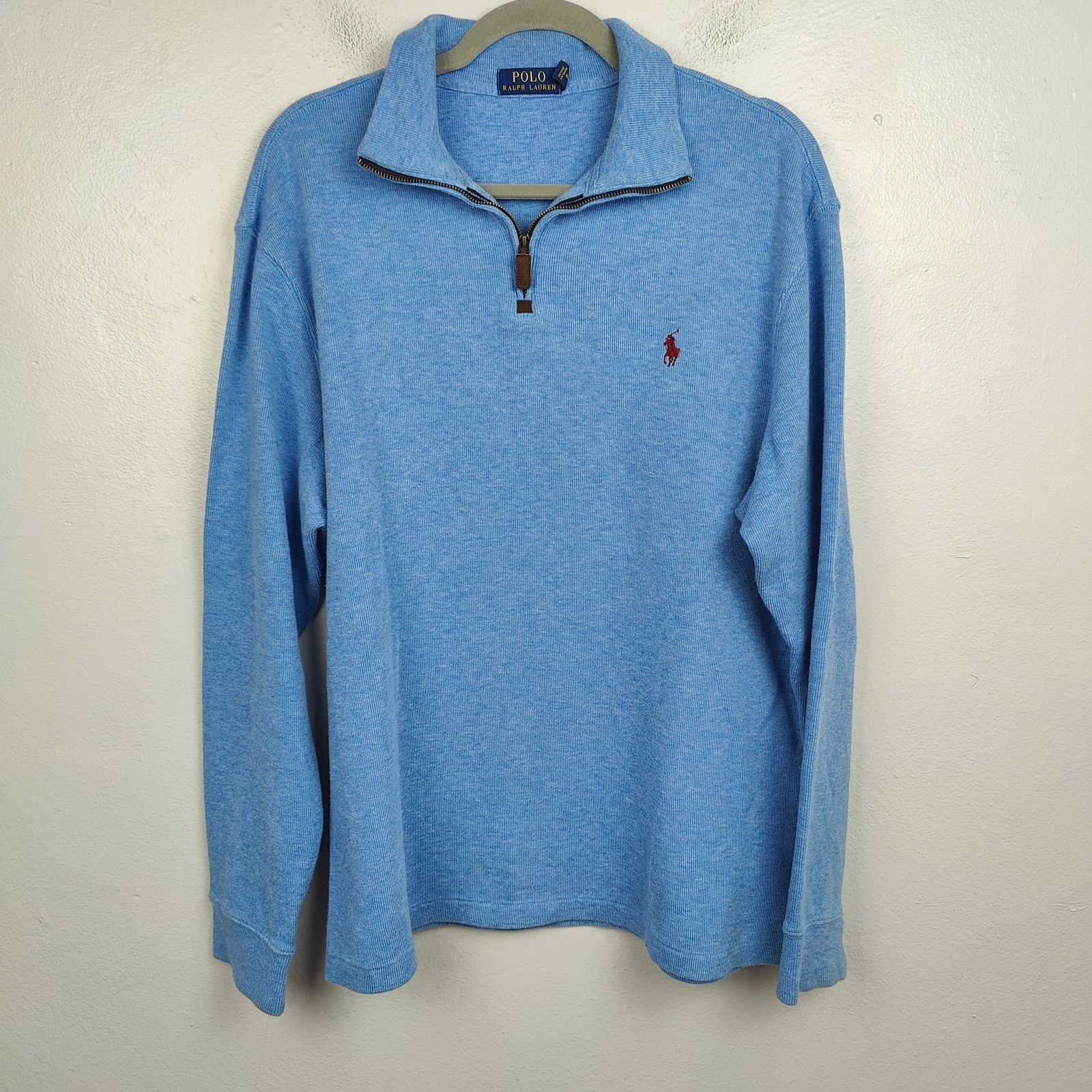 Polo Ralph Lauren Polo Ralph Lauren 1/2 Zip Sweater Mens Large Light Blue Size US L / EU 52-54 / 3 - 1 Thumbnail