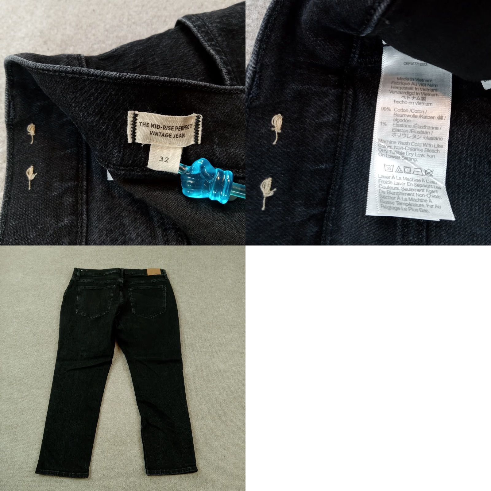 Madewell Madewell Women's Black Mid-Rise Skinny Jeans, Size 36, Cotton Stretch Denim, 5-Pocket Size 36" / US 14 / IT 50 - 8 Thumbnail