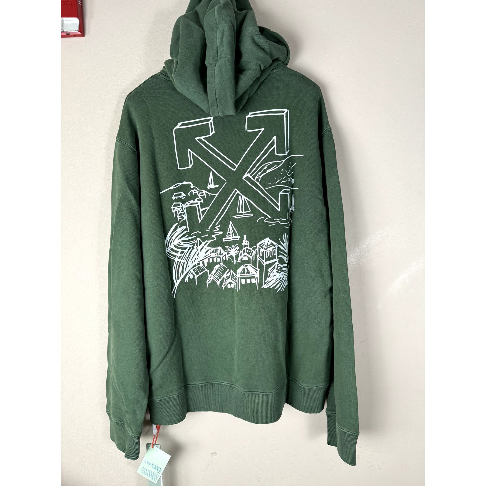 Off-White o1rshd1 SB Slim Arrow Hoodie in Green White Size US XXL / EU 58 / 5 - 13 Thumbnail