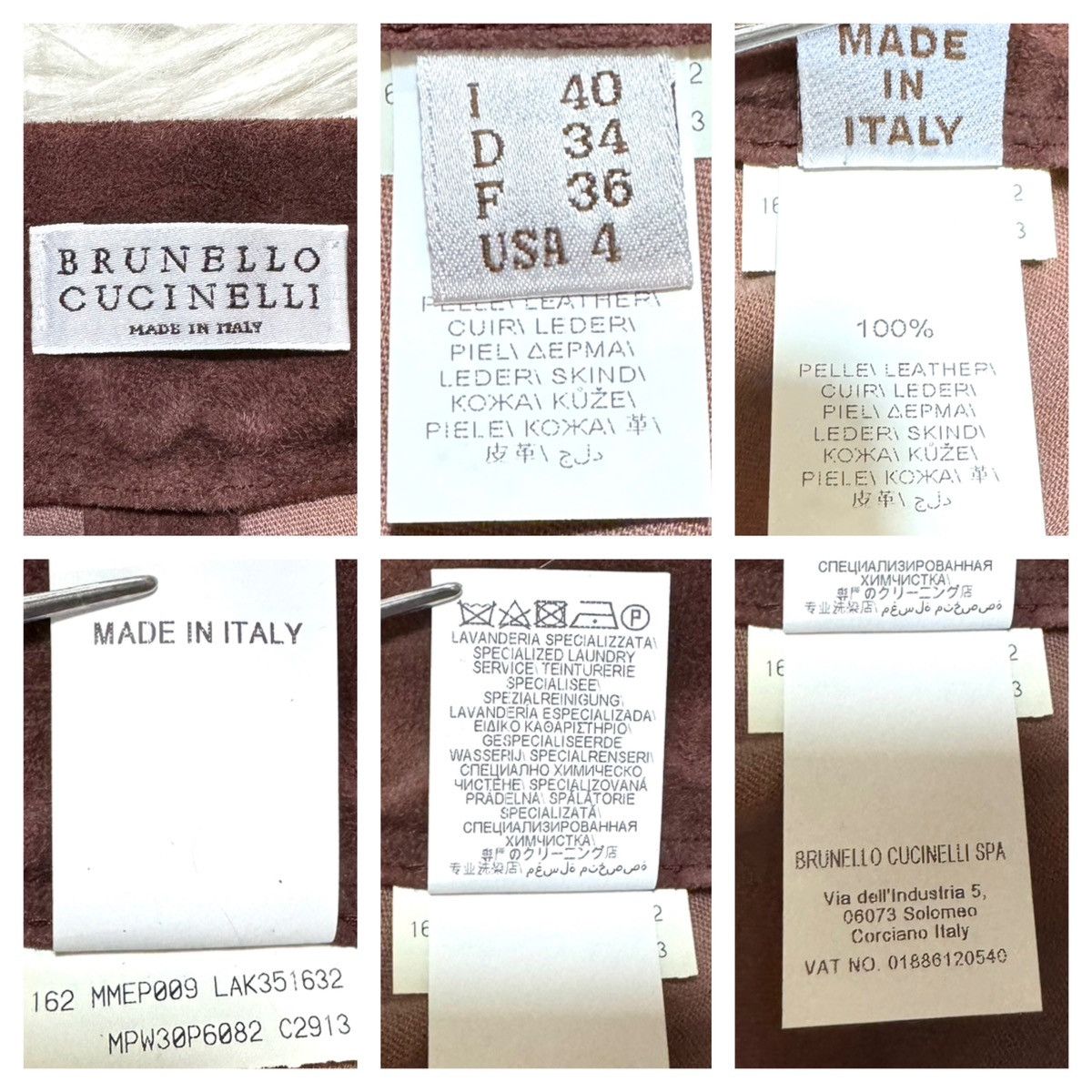 Brunello Cucinelli Brunello Cucinelli Framed Suede Leather Pants Brown Size 27" / US 4 / IT 40 - 2 Thumbnail