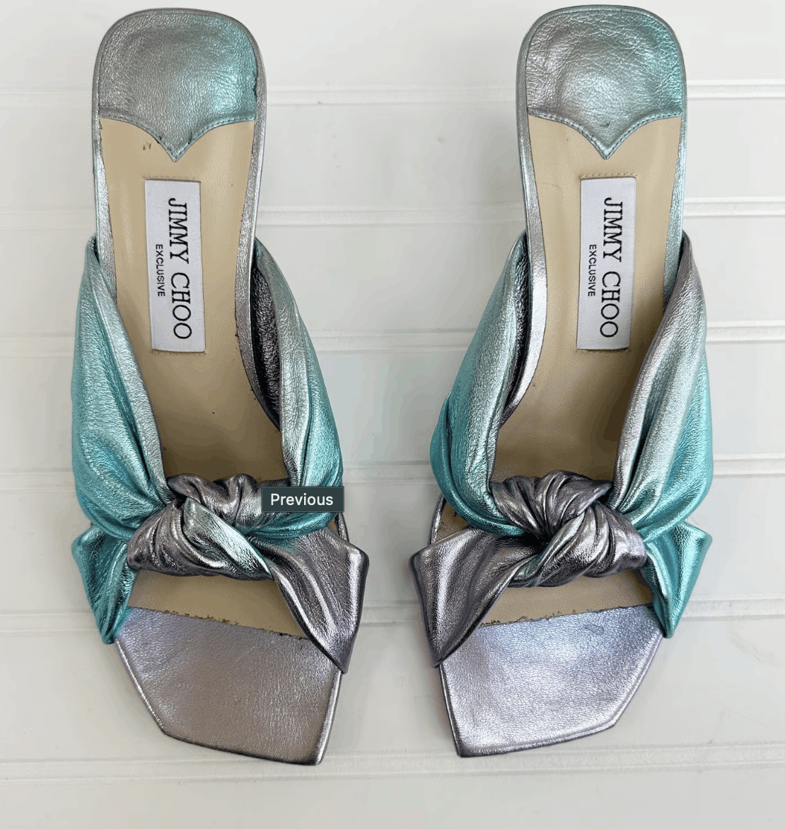 Jimmy Choo Jimmy Choo Avenue Ombre Blue Sandal Mules Kitten Heel Size US 4.5 / IT 34.5 - 6 Thumbnail