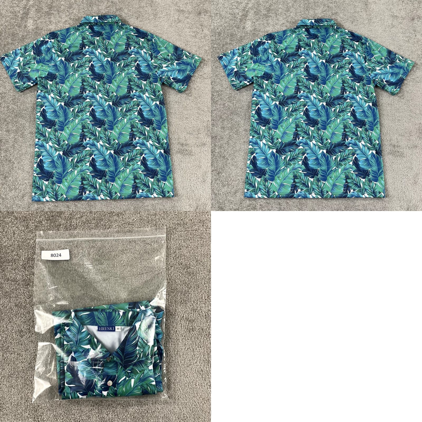 Vintage HRESKI Polo Shirt Mens Medium Blue Green Floral Hawaiian Tropical Golf Stretch Size US M / EU 48-50 / 2 - 8 Thumbnail