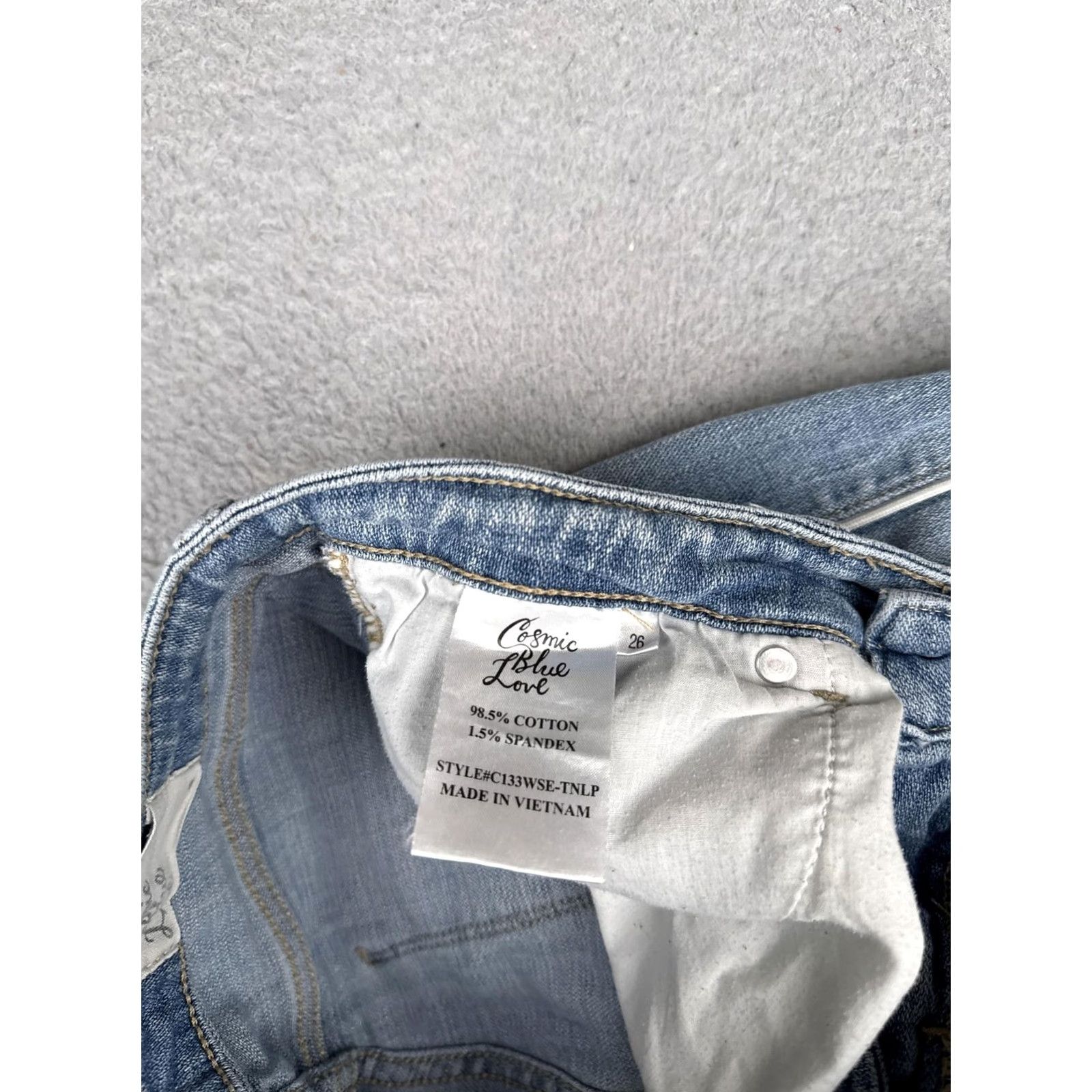 Vintage Cosmic Blue Love Jeans Skinny 26 Womens Light Blue Denim 5-Pocket Zip Stretch Mid Rise Inseam 25 Size 26" / US 2 / IT 38 - 7 Thumbnail