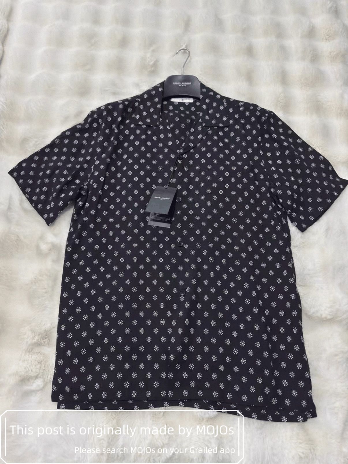 Sz 38 Saint Laurent Paris Flower Pattern Shirt mojos124811