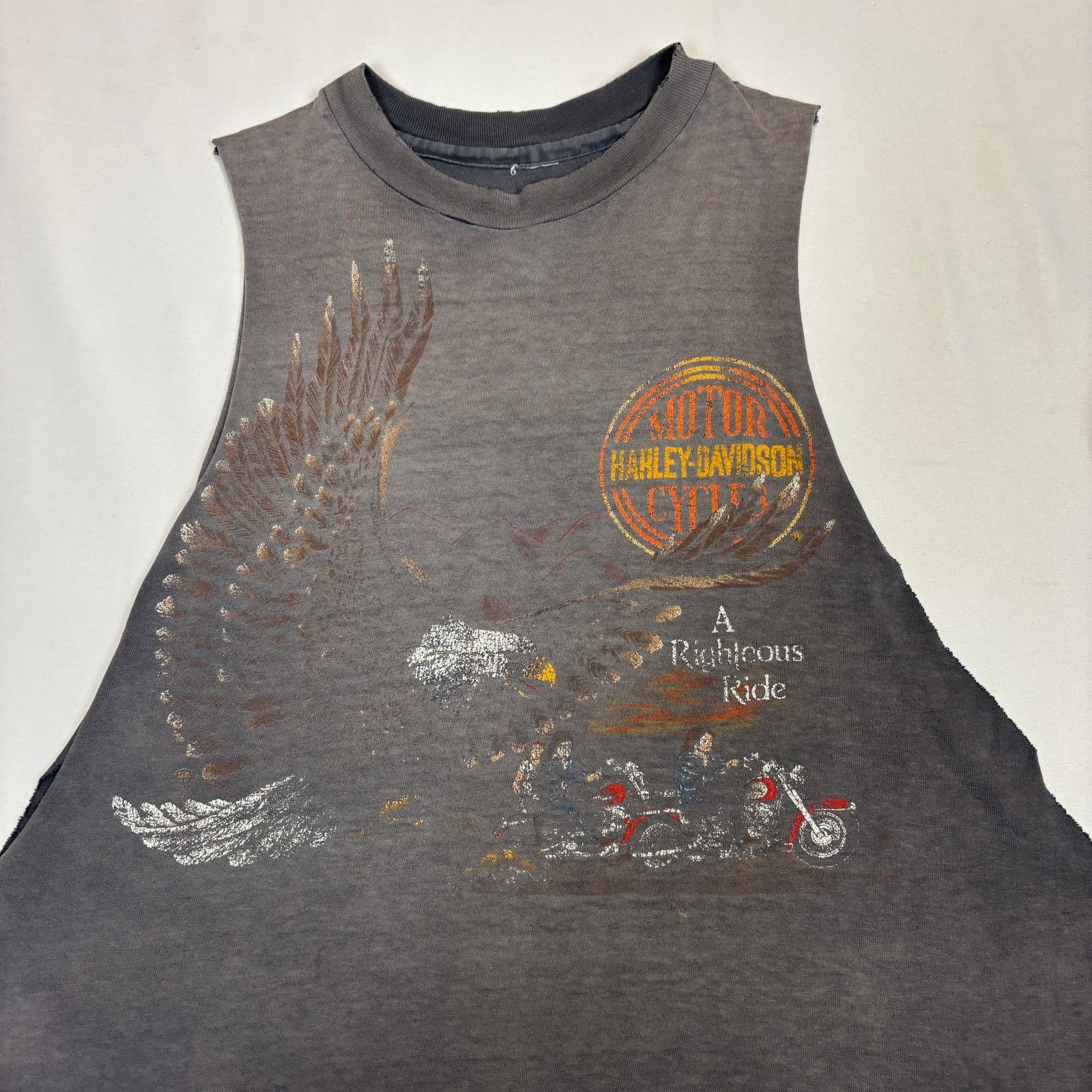 Harley Davidson Vintage 80s Harley Davidson Medium T Shirt Tank Thrashed Size US M / EU 48-50 / 2 - 2 Thumbnail